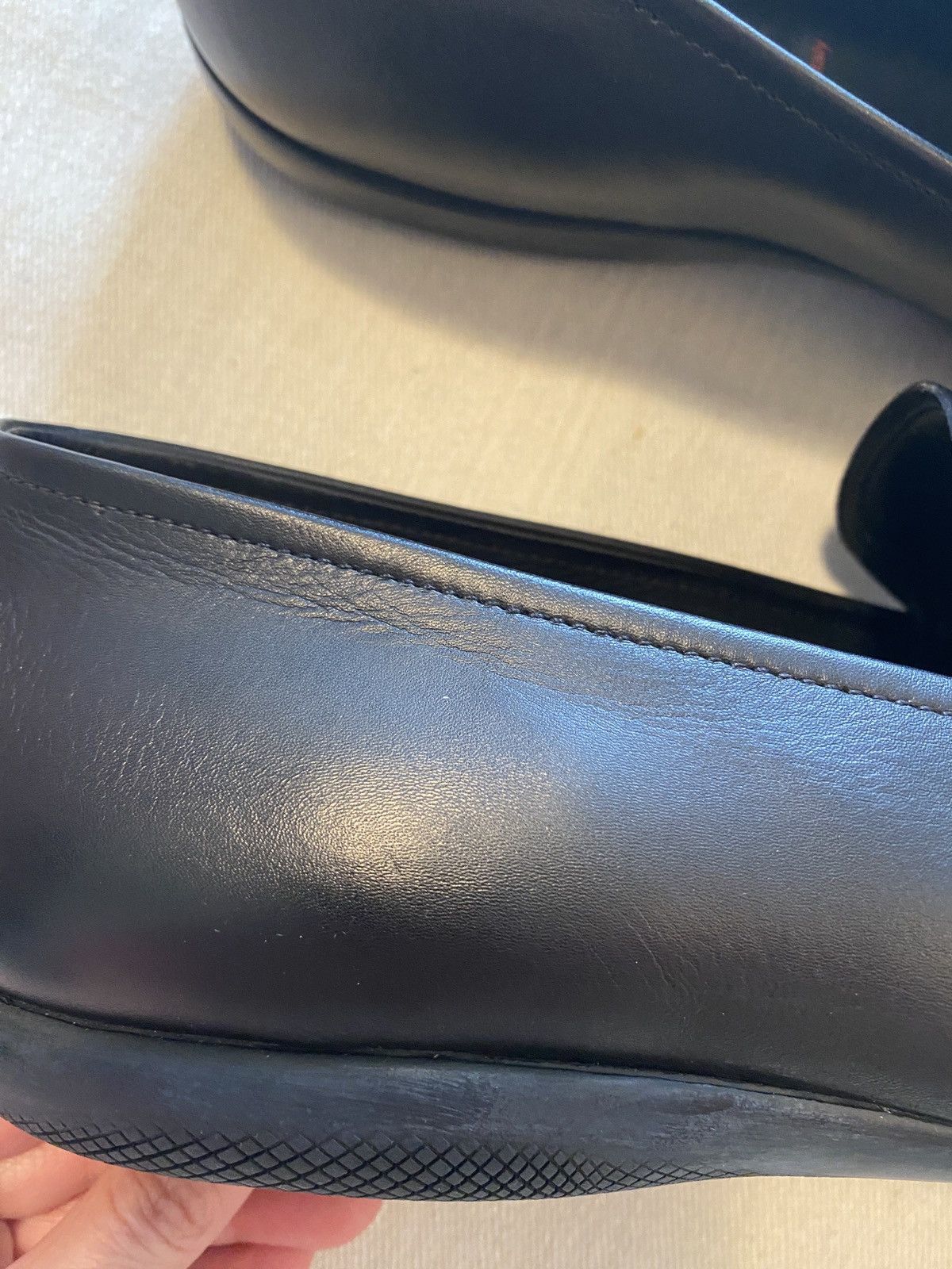 Prada Prada Linea Rossa Black Leather Rubber Sole Loafers Size 11 Size US 11 / EU 44 - 13 Thumbnail