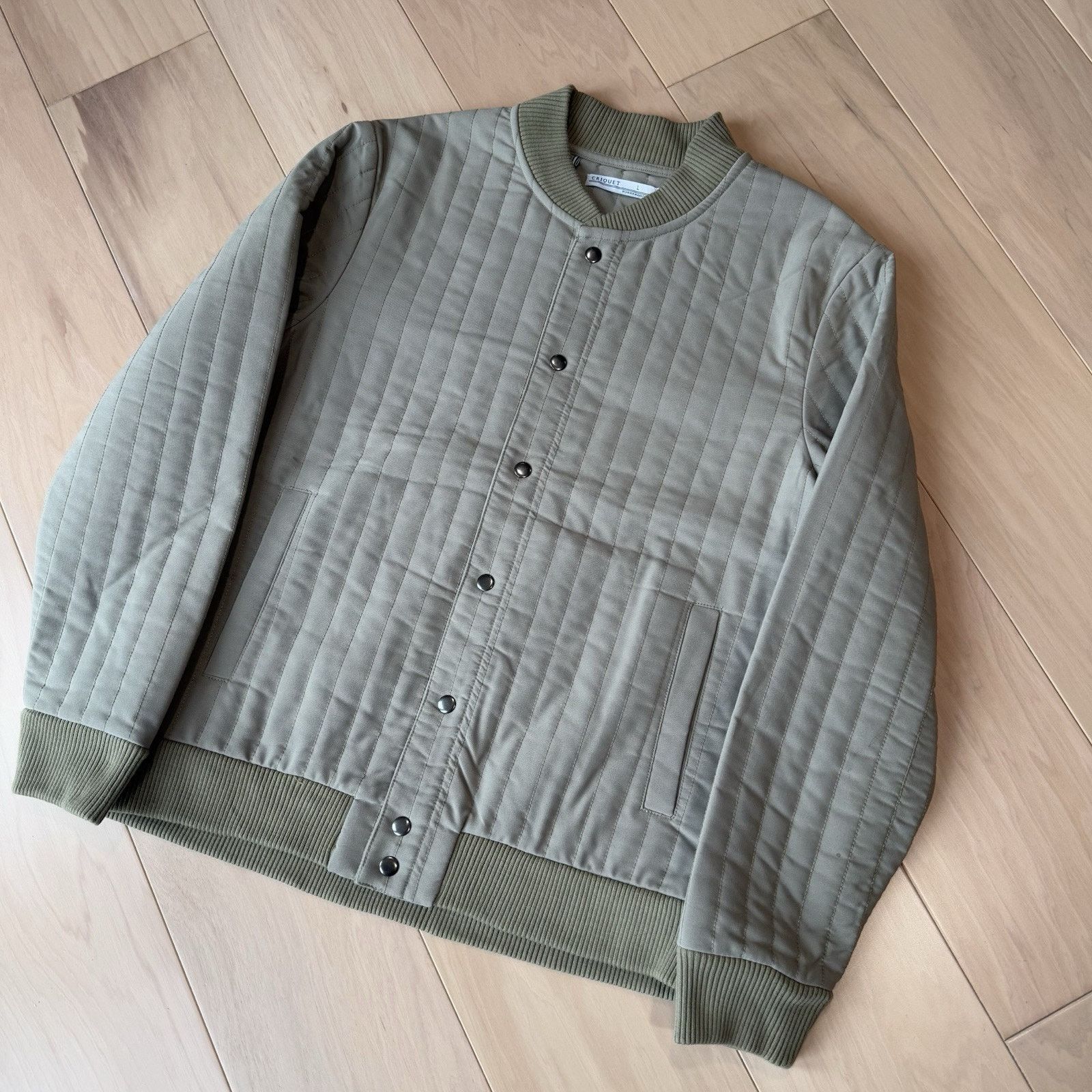 Criquet Criquet Quilted Bomber Jacket L Khaki Green Button Outerwear Size US L / EU 52-54 / 3 - 10 Thumbnail