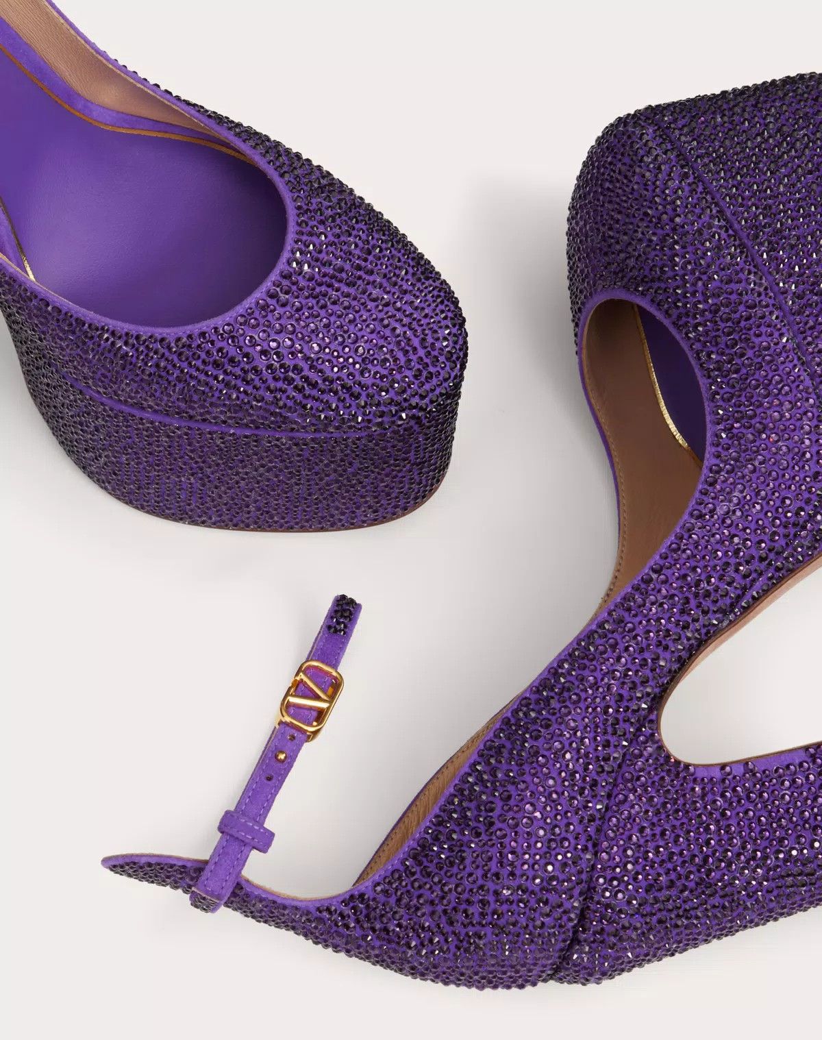 Valentino o1s1wg111125 Tan-Go Pumps Sandals With Crystals in Purple Size US 10.5 / IT 40.5 - 5 Thumbnail