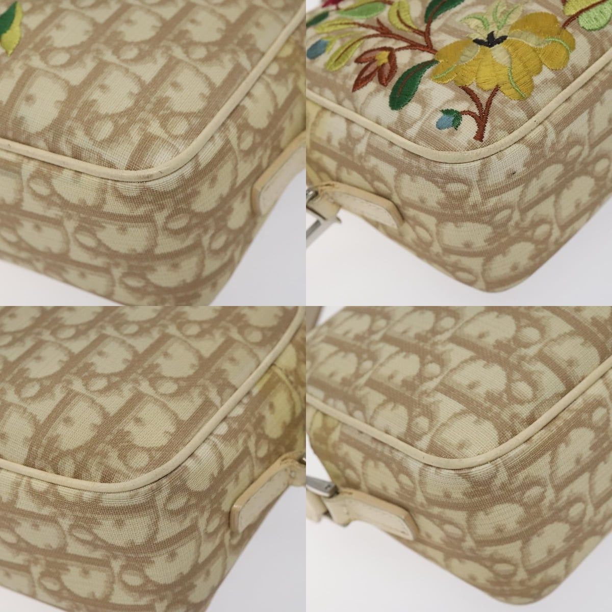 Dior DIOR Trotter Canvas Flower Shoulder Bag Beige Silver Size ONE SIZE - 10 Thumbnail