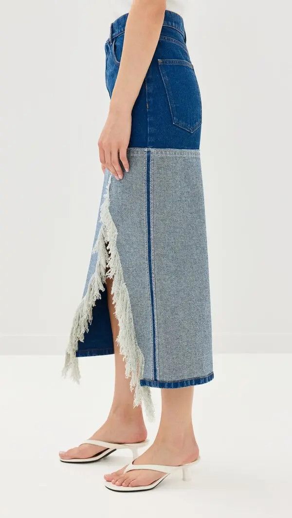 Marni o1w1db11125 Bleached Coated Denim Skirt in Blue Size 28" / US 6 / IT 42 - 4 Thumbnail