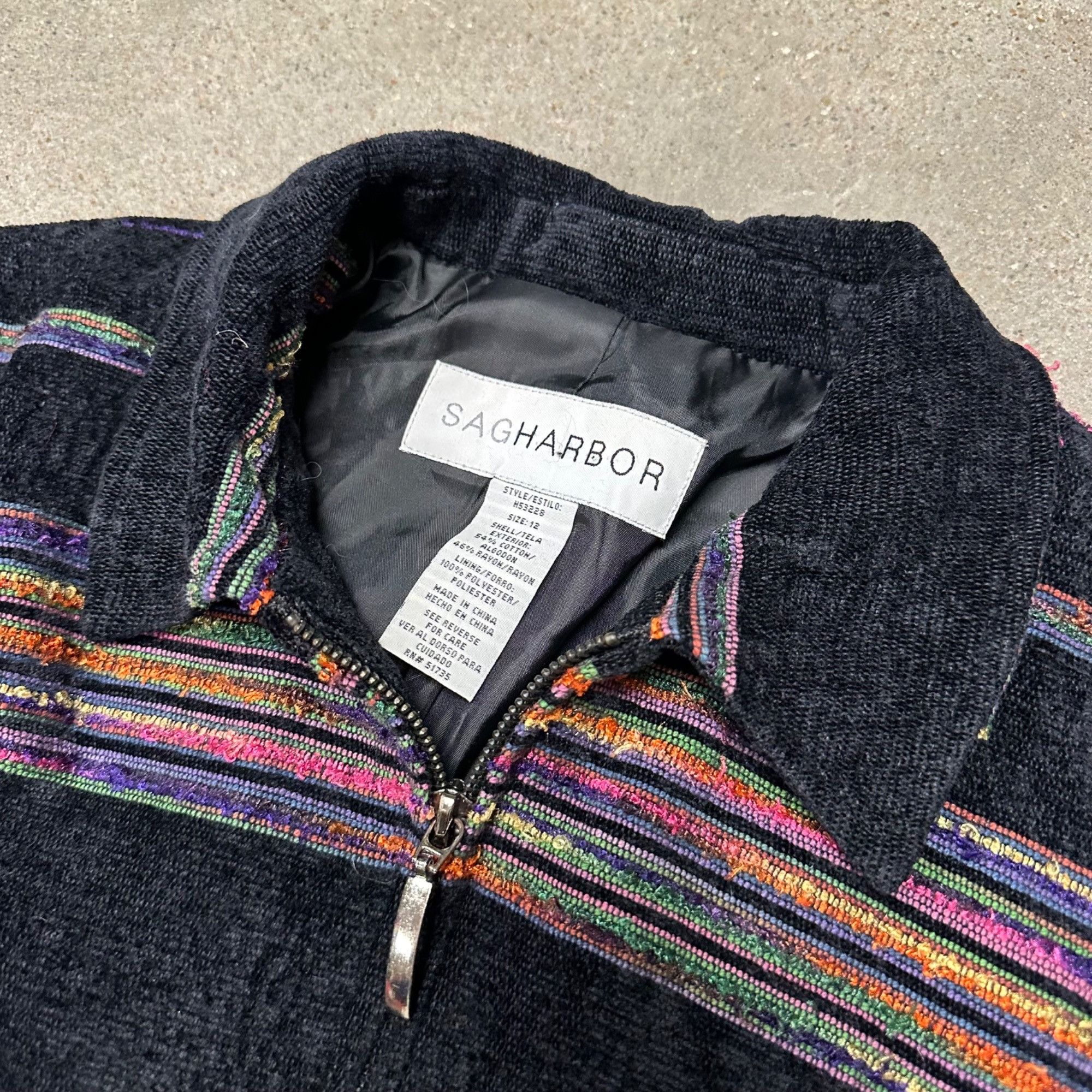 Vintage Vintage Y2K Unique Zip Up Striped Jacket Size XL / US 12-14 / IT 48-50 - 2 Thumbnail
