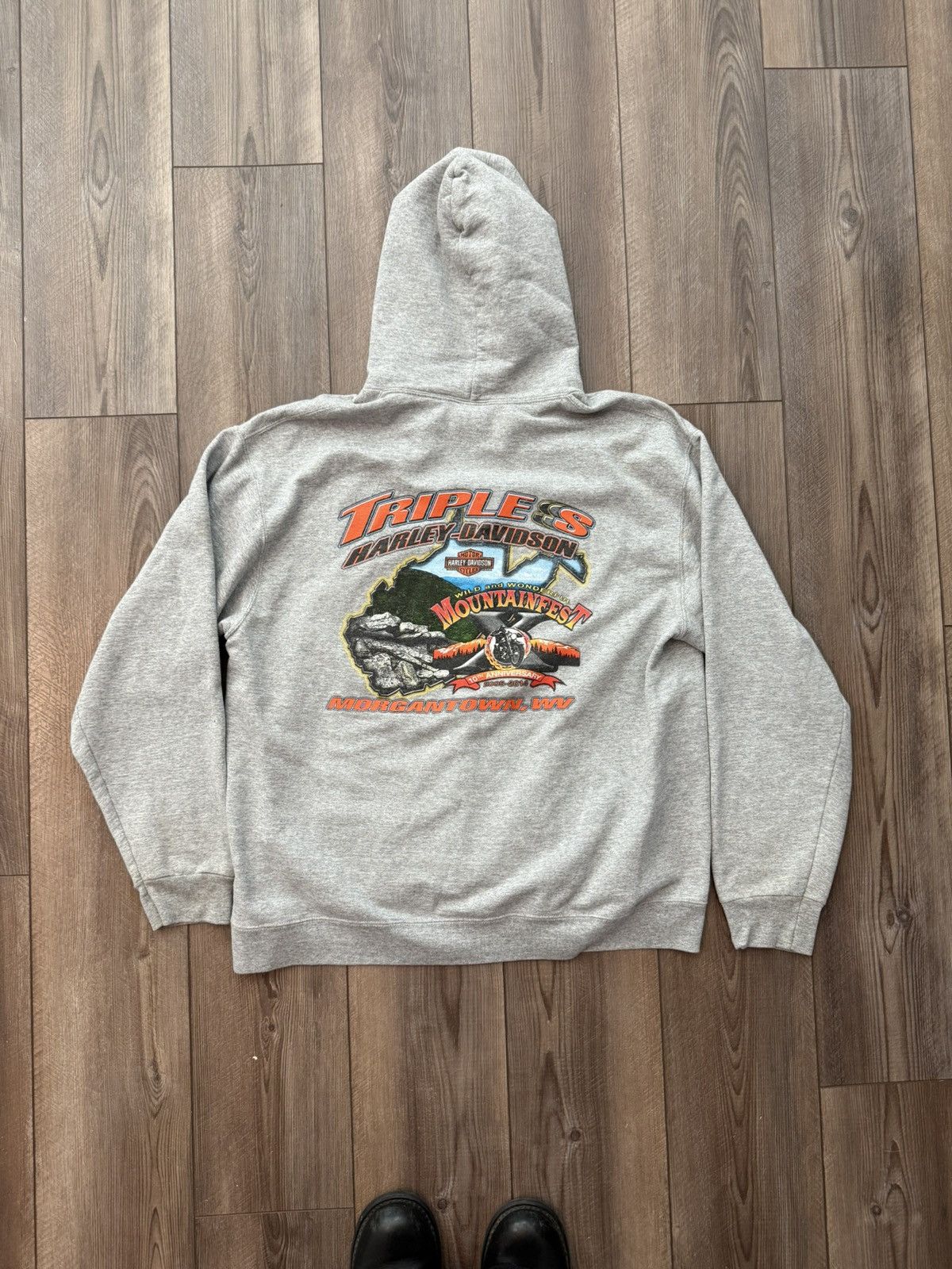 Harley Davidson Y2K Harley Davidson all over print hoodie with back print Size US XL / EU 56 / 4 - 4 Thumbnail