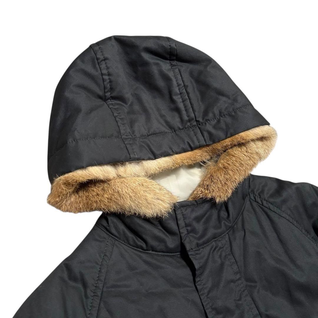 PPFM PPFM Rabbit Fur Hooded Coat Black Cotton Long Jacket Size US L / EU 52-54 / 3 - 2 Thumbnail
