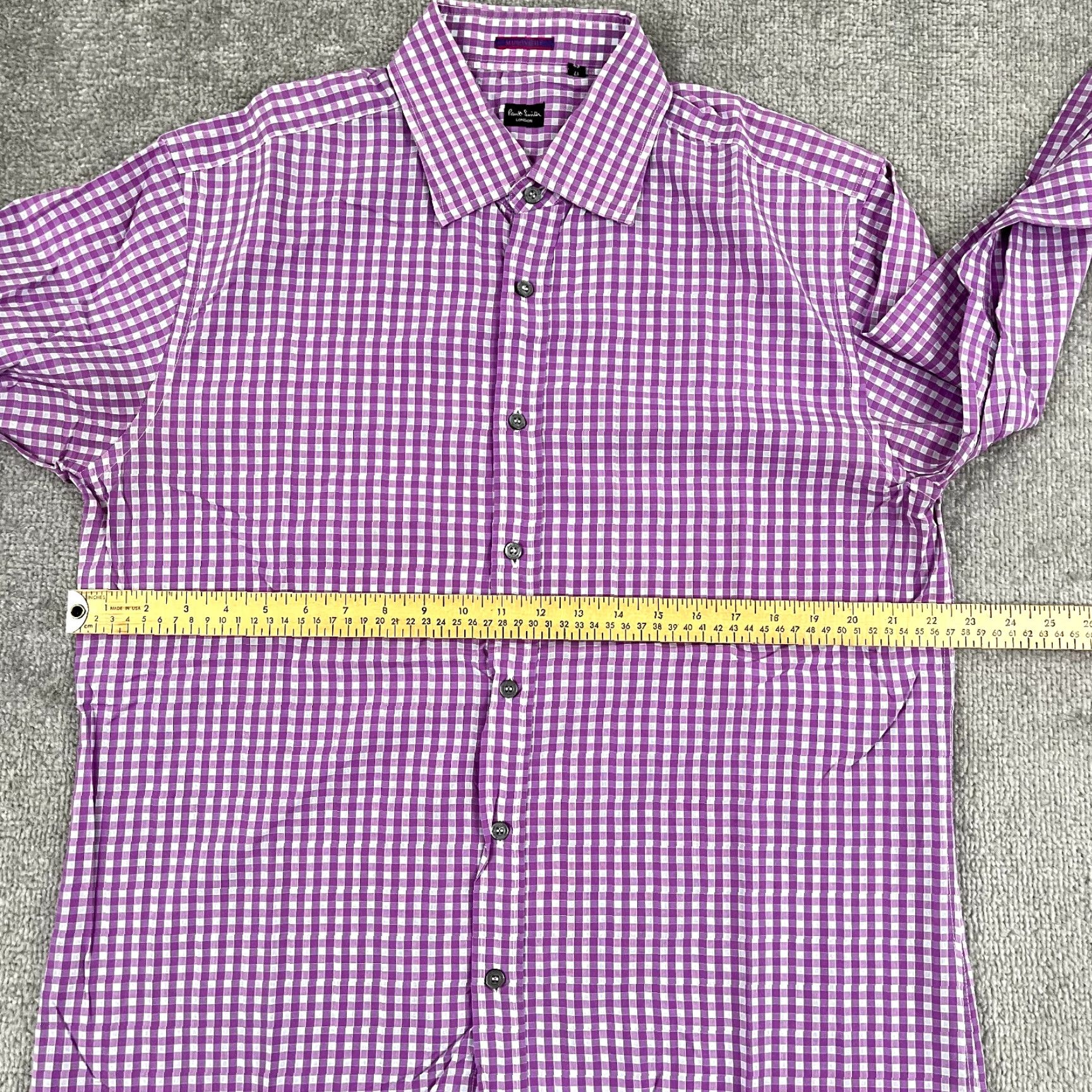 Paul Smith PAUL SMITH London Shirt Mens Regular Size 43 17 Purple Gray Check Button Up Long Sleeve, Multicolor, Cotton, Dress, Classic, London, Men Size US XL / EU 56 / 4 - 4 Thumbnail