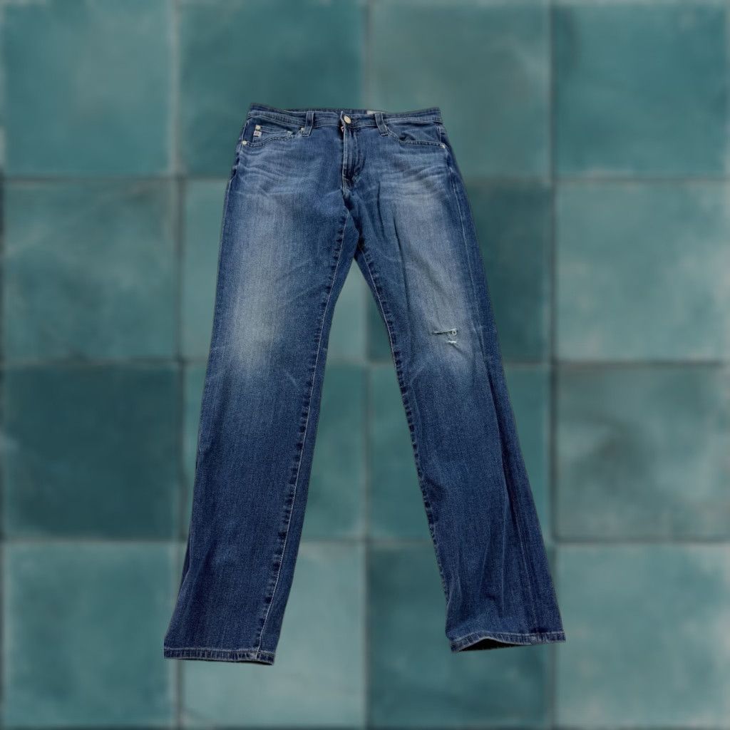 Denime AG Adriano Goldschmied Jeans Mens 31x33 Blue Denim 360 Faded Straight Leg Preppy Size US 31 - 1 Thumbnail