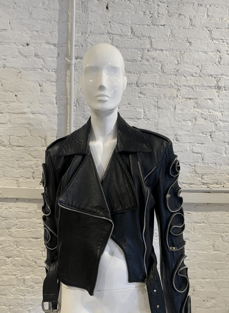 Vintage Vintage 1980s/90s Helen Storey Leather Biker Zip Jacket Size M / US 6-8 / IT 42-44 - 4 Thumbnail