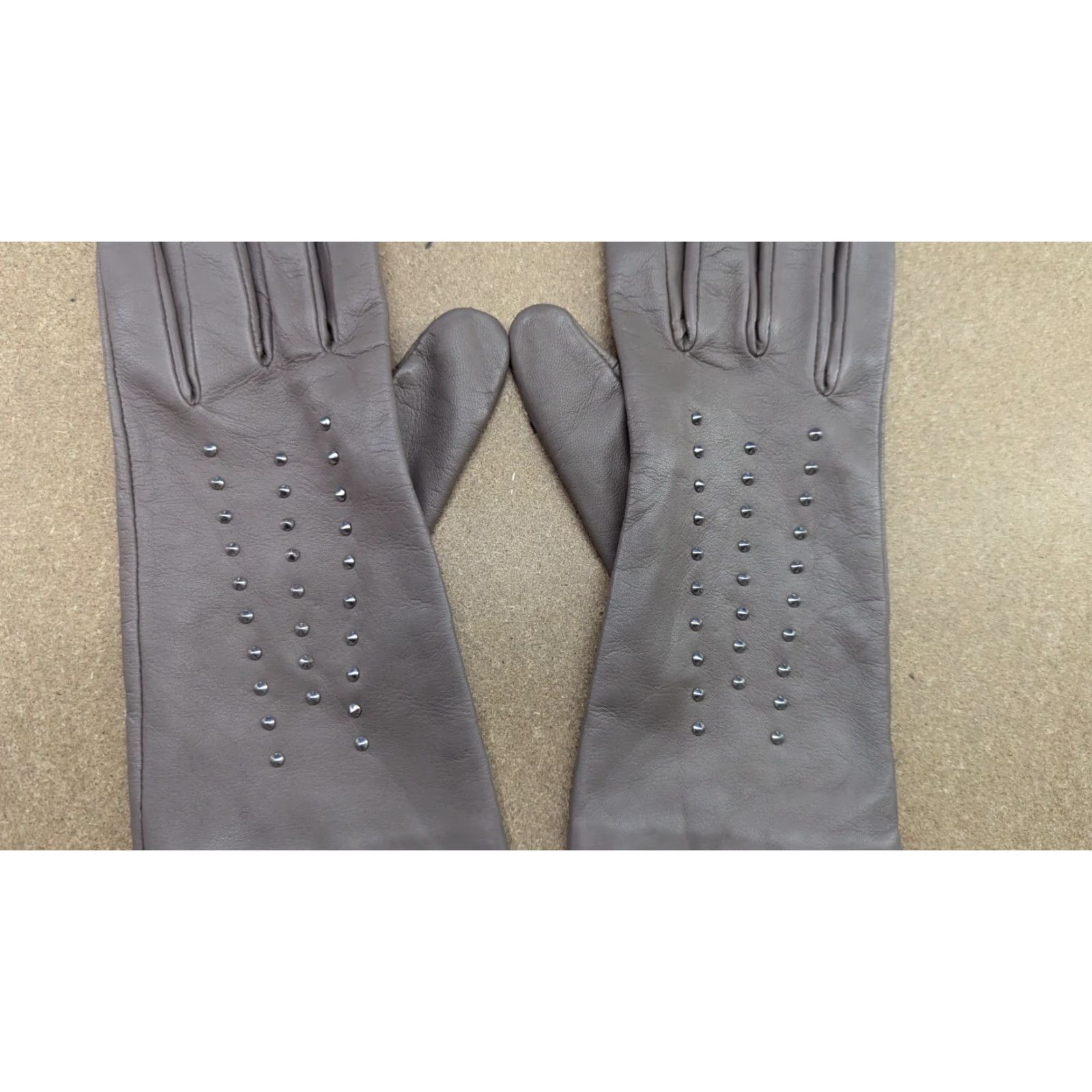 Vintage Genuine Leather Gloves Women One Size Gray Winter Ladies Glove Size ONE SIZE - 2 Thumbnail
