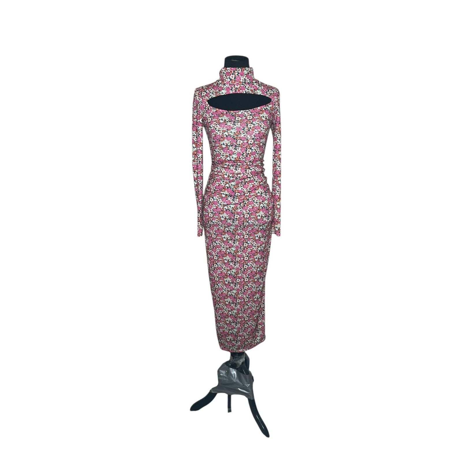 Zara Zara pink floral long sleeves maxi pencil dress size Small Size S / US 4 / IT 40 - 8 Thumbnail