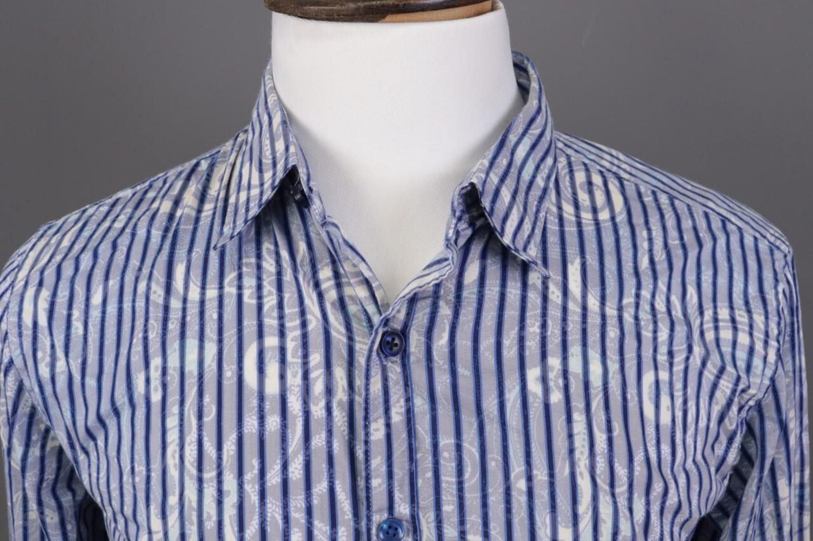 Desigual Desigual Regular Blue Striped Jasquard Down Shirt Size L Size US L / EU 52-54 / 3 - 4 Thumbnail