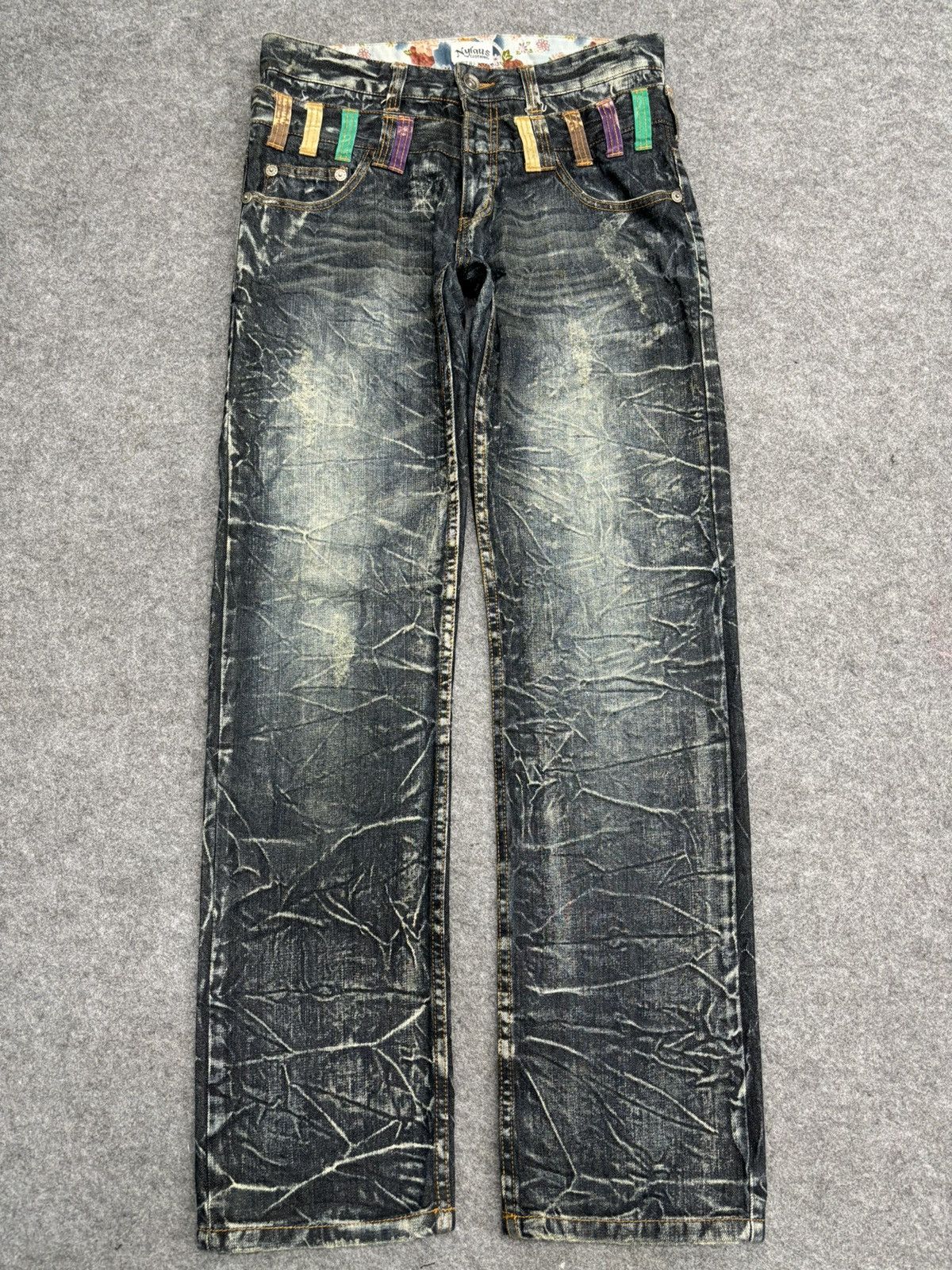 Japanese Brand 💥Double Waist💥Crazy Fades Nylaus Doube Waist Denim F528 Size US 32 / EU 48 - 25 Thumbnail