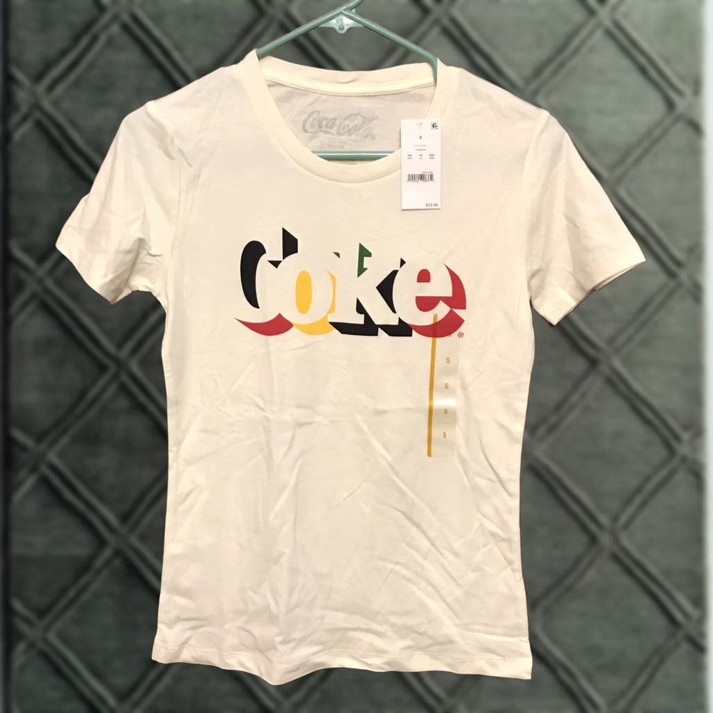 Vintage Coke coca cola graphic print top t shirt juniors SMALL ivory beige new NWT 206 Size S / US 4 / IT 40 - 1 Thumbnail
