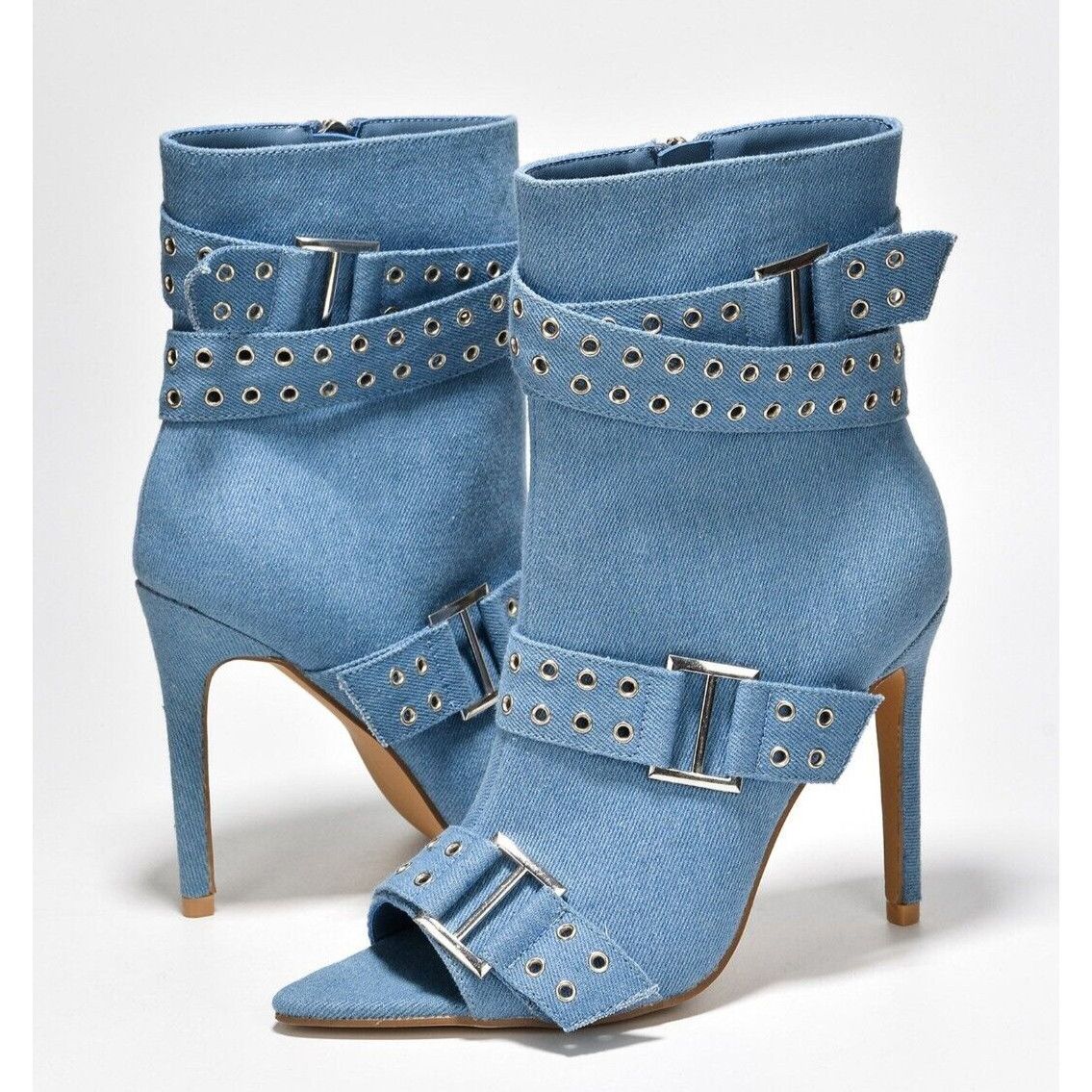 Other Slay Belt Strap Open Toe Ankle Boots Sexy Stiletto Heels Den Size US 10 / IT 40 - 2 Thumbnail
