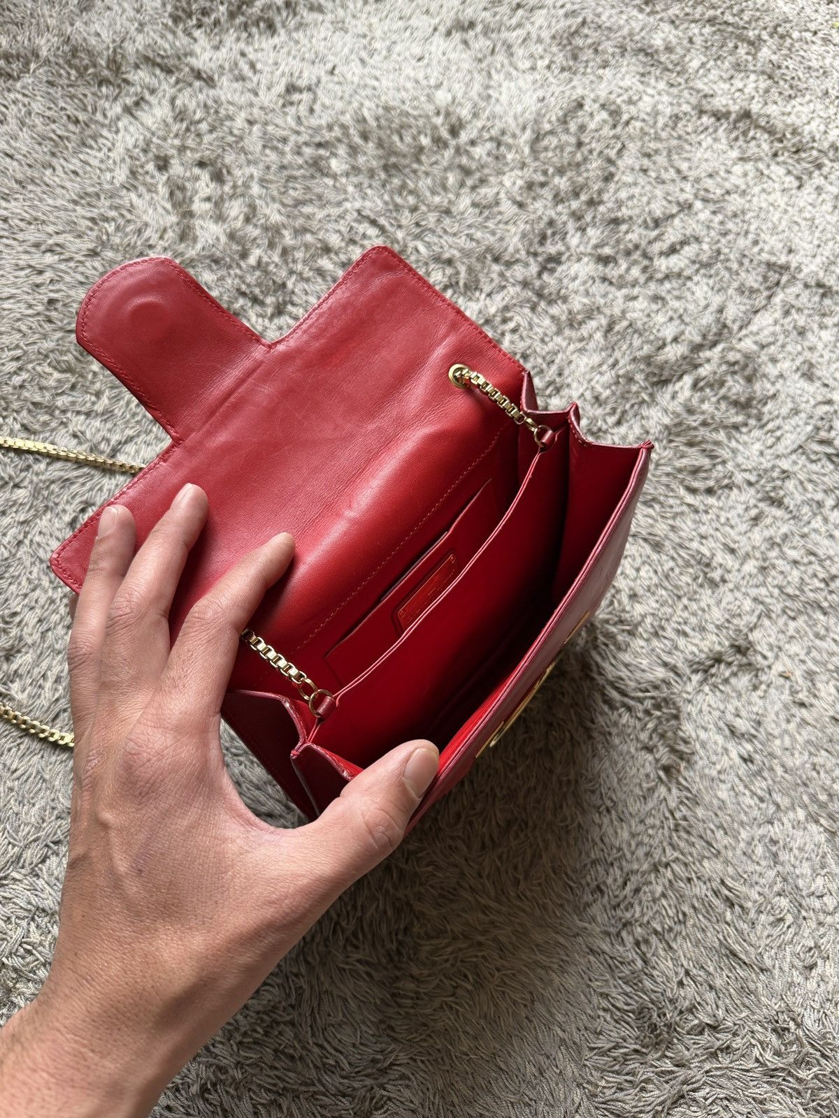 Salvatore Ferragamo Salvatore Ferragamo Red Lipstick Leather Thalia Shoulder Bag Size ONE SIZE - 12 Thumbnail