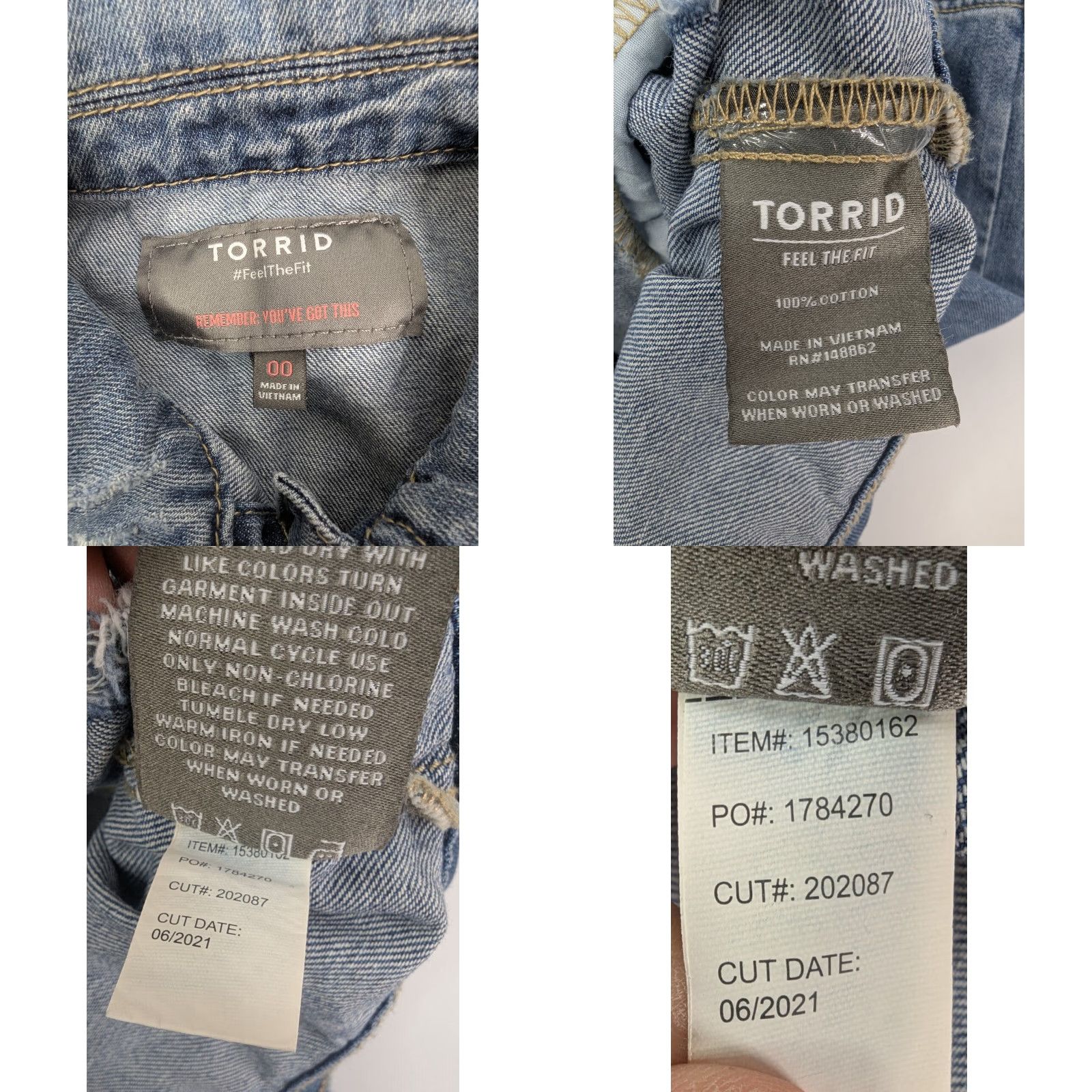 Torrid Torrid Denim Jacket 00 Blue Distressed Medium Wash Trucker Jean Plus Size 24" / US 00 / IT 34 - 8 Thumbnail