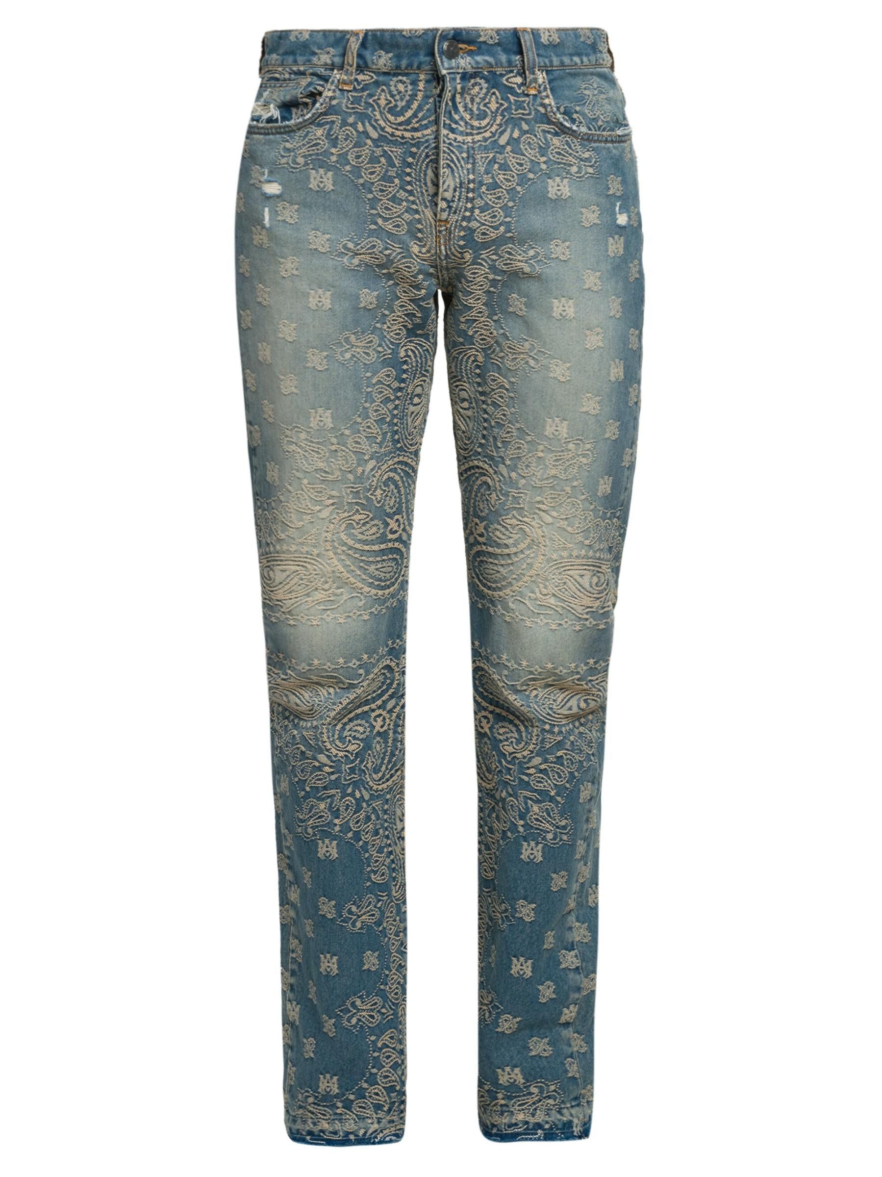 Amiri os11x0625 Bandana Jacquard Straight-Leg Jeans Crafted Indigo Size US 32 / EU 48 - 2 Thumbnail