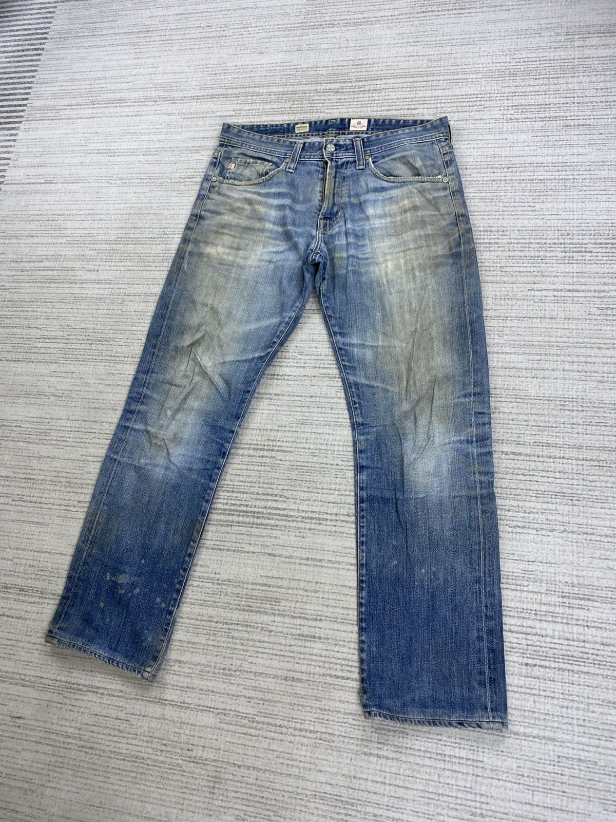 AG Adriano Goldschmied × Le Grande Bleu (L.G.B.) × Vintage Vtg AG Adriano Goldschmied Slim Straight Distressed Pants Size US 32 / EU 48 - 3 Thumbnail