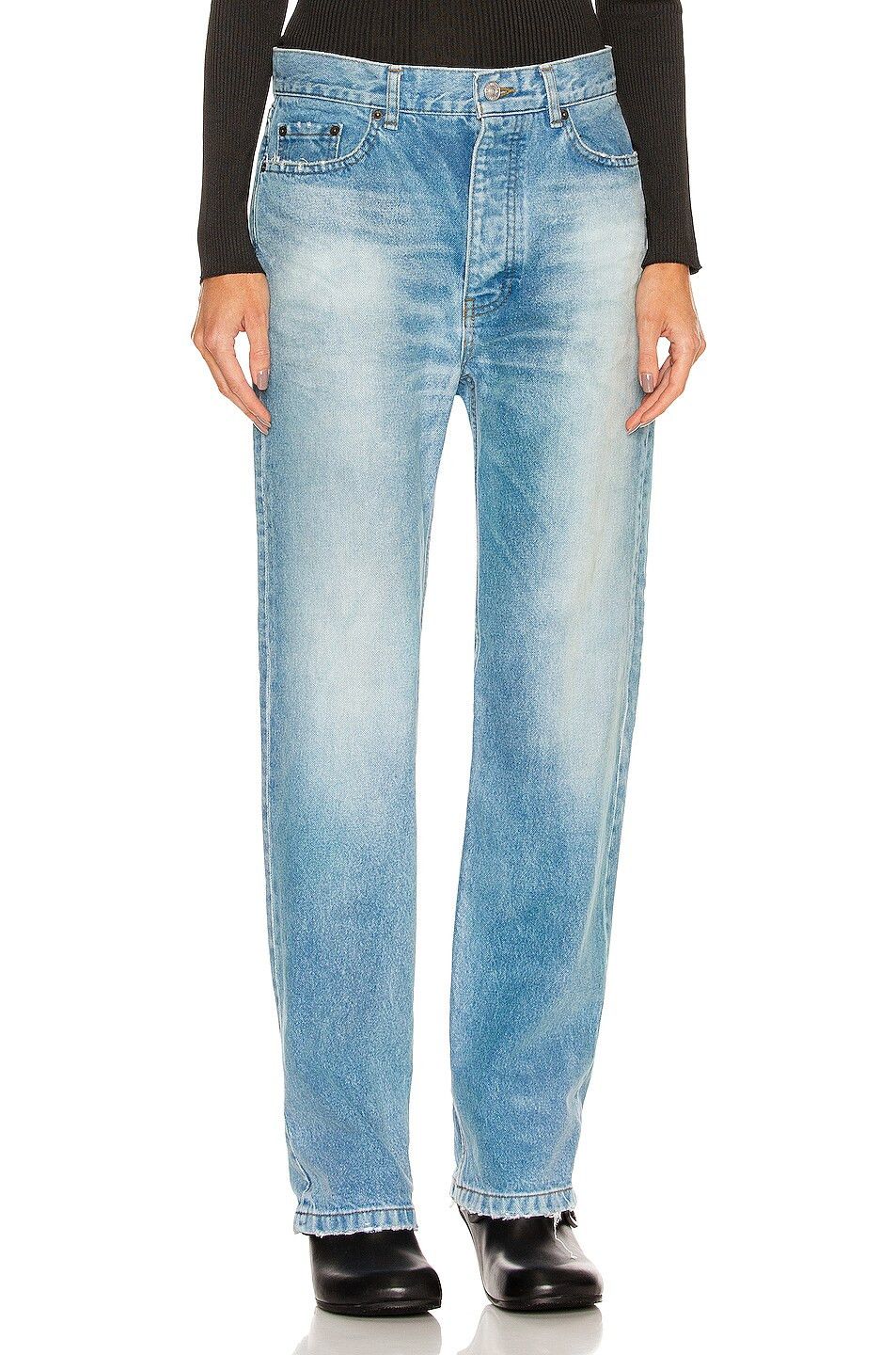 image of Balenciaga O1Mt1Gz0424 Cropped Jeans In Blue, Women's (Size 30)