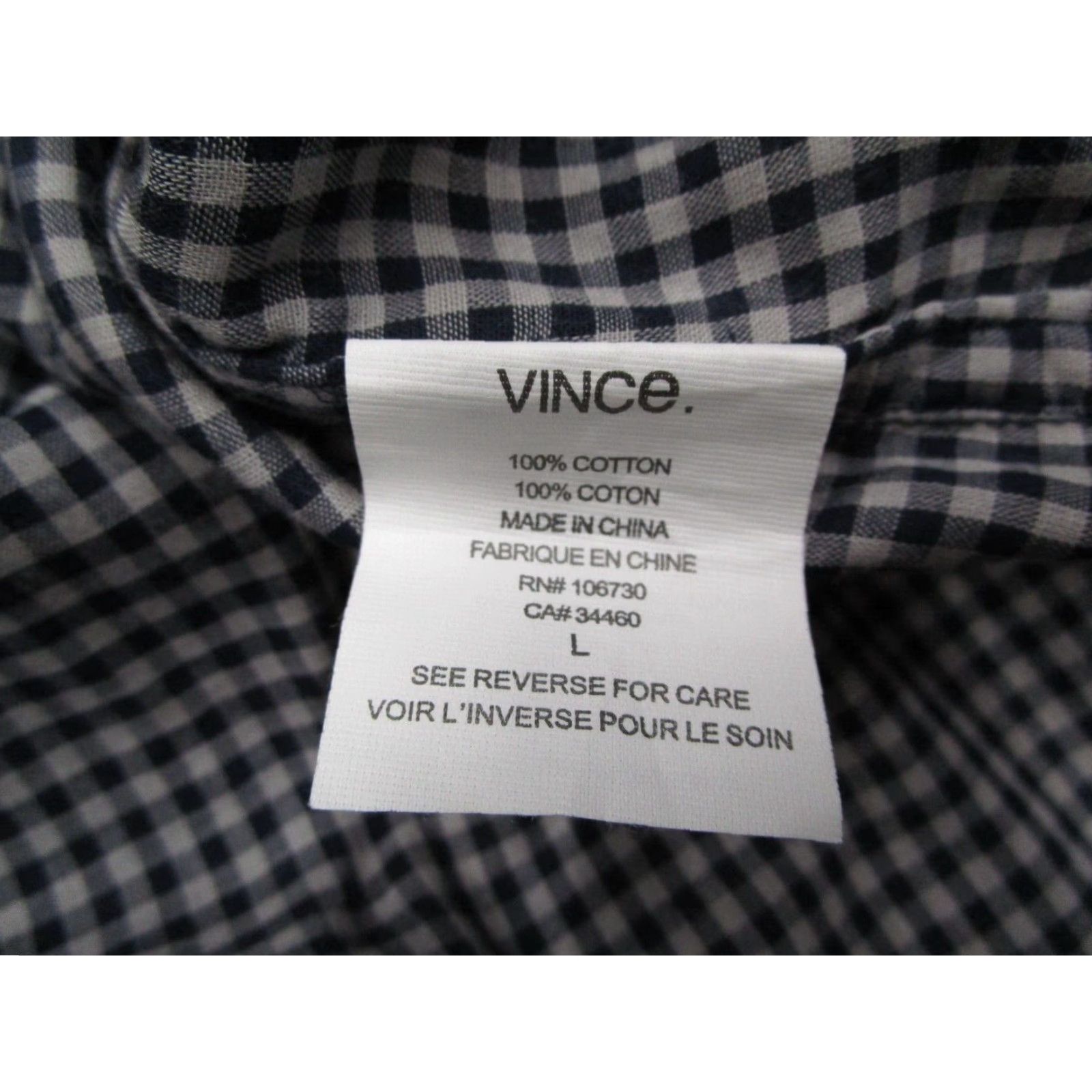 Vince Vince Mens Large Blue Plaid Button-Up Long Sleeve Shirt - Cotton Classic Fit, Lightweight Size US L / EU 52-54 / 3 - 4 Thumbnail