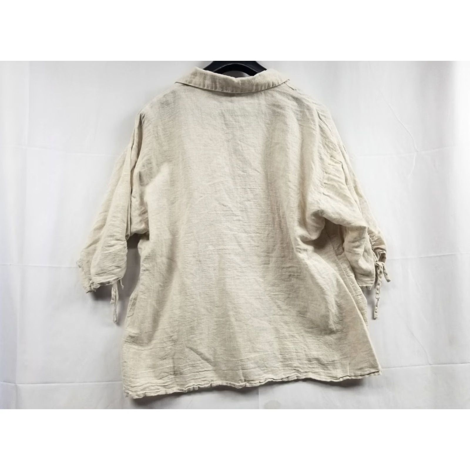 Vintage Hester & Orchard Tunic Beige Top Linen Blend Size XL 3/4 Sleeve Blouse Women Size XL / US 12-14 / IT 48-50 - 2 Thumbnail
