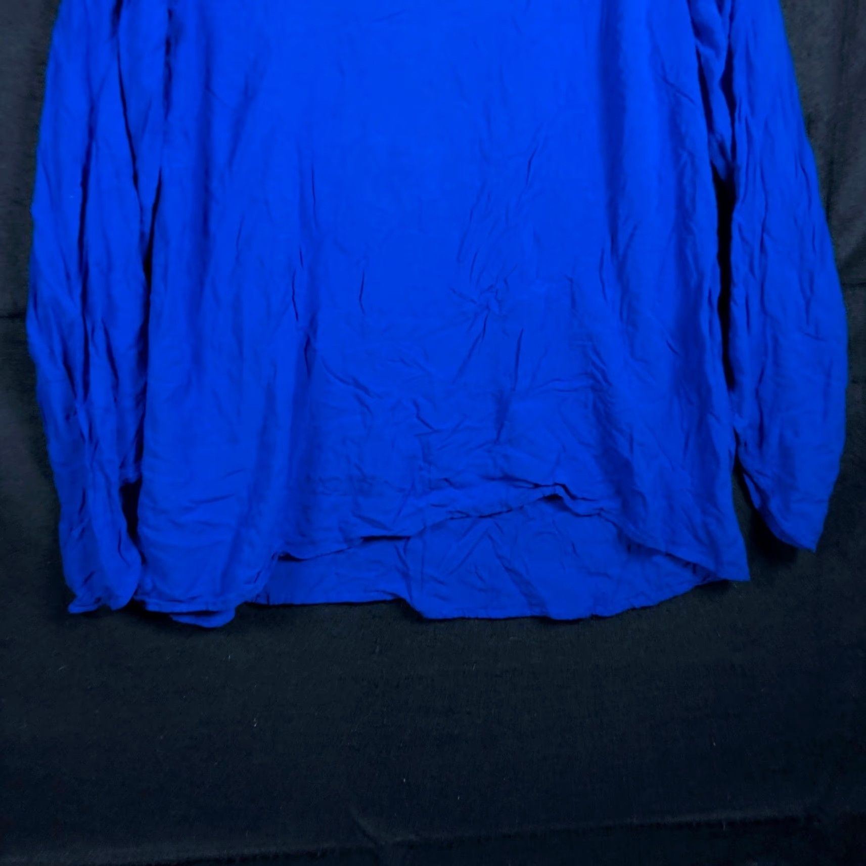 Express Express Blouse Blue V-Neck Cross Back Sheer Long Sleeve Rayon Medium Womens Size M / US 6-8 / IT 42-44 - 3 Thumbnail