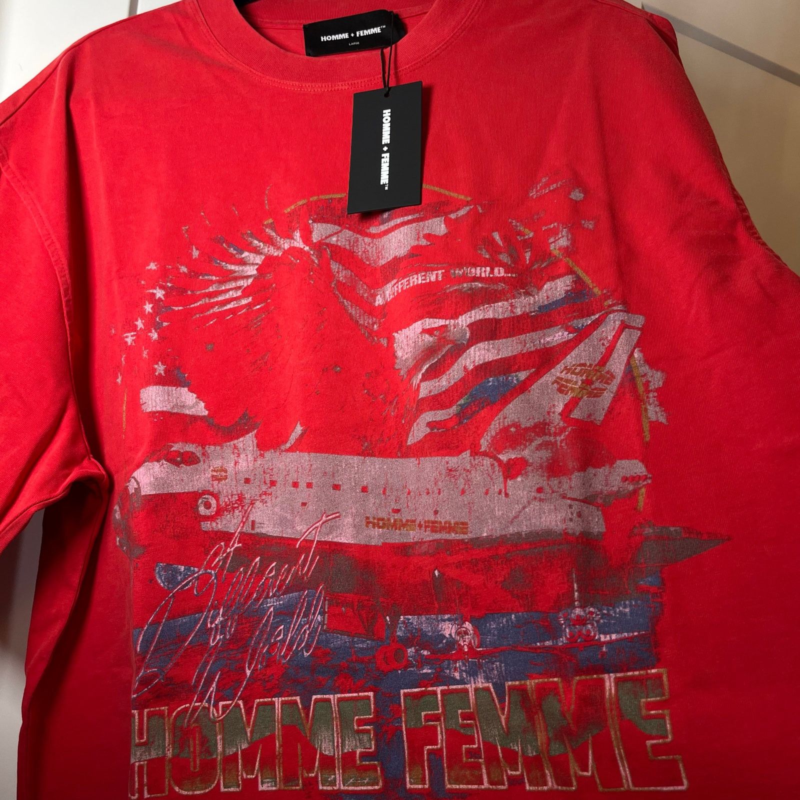 Homme + Femme La •NWT• Homme + Femme LA • Space Ship Tee in Red • Men’s L Size US L / EU 52-54 / 3 - 2 Thumbnail