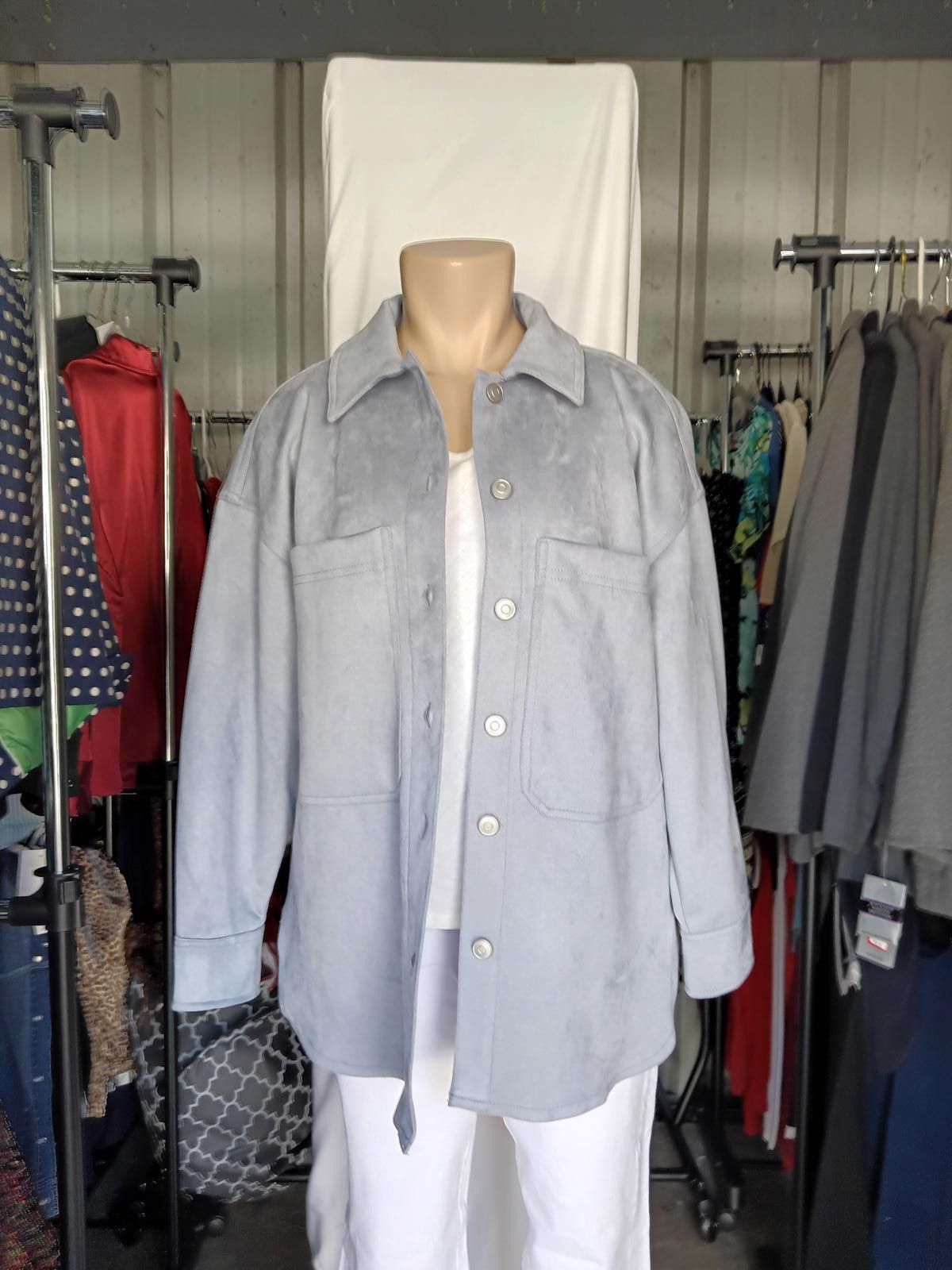 Designer TRUTH Faux Leather Jacket - Stylish Grey Outerwear Size S / US 4 / IT 40 - 1 Thumbnail