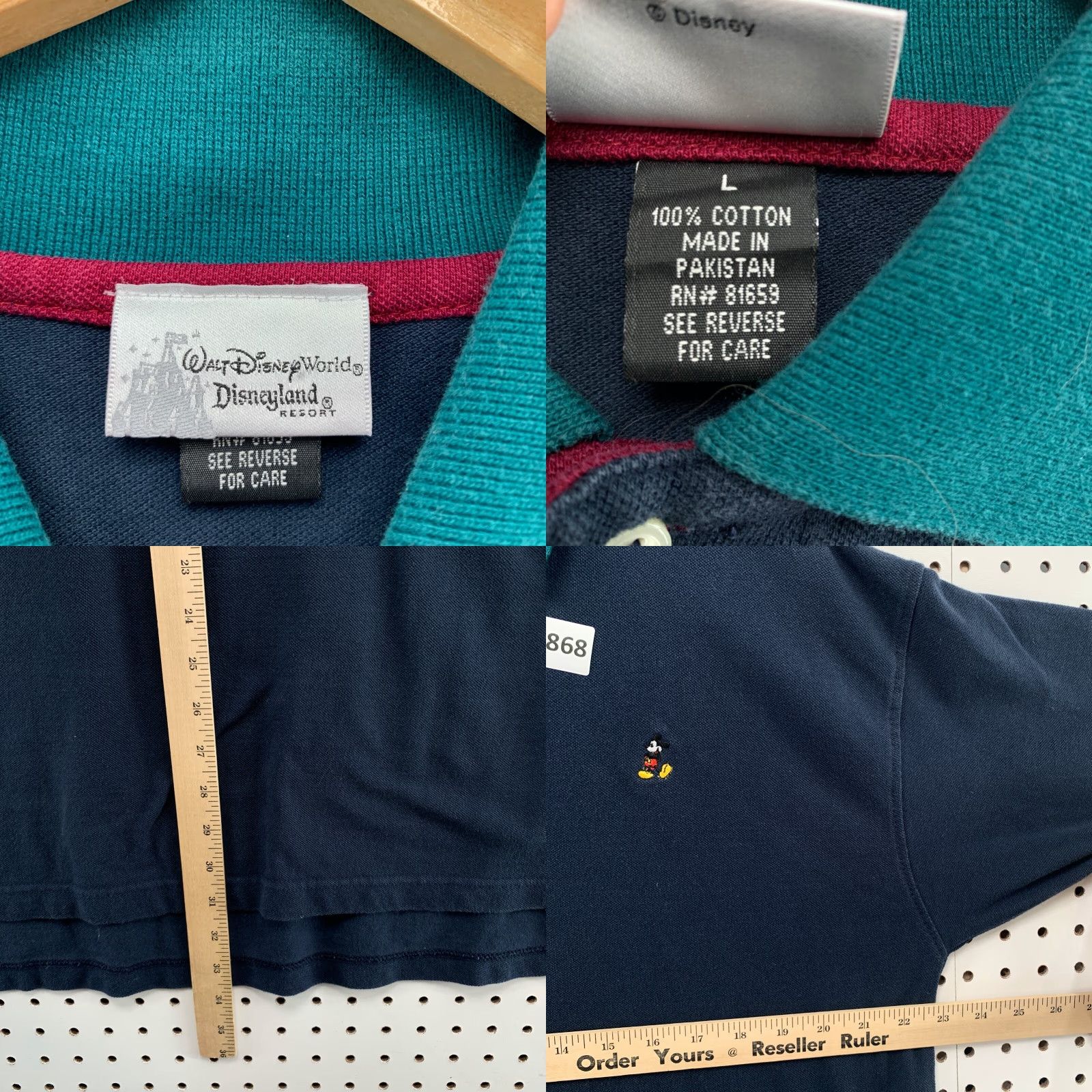 Disney Vintage Walt Disney World Resort Polo Mens Large Blue Embroidered Mickey 90s, Disney Theme, Casual Gift Size US L / EU 52-54 / 3 - 8 Thumbnail