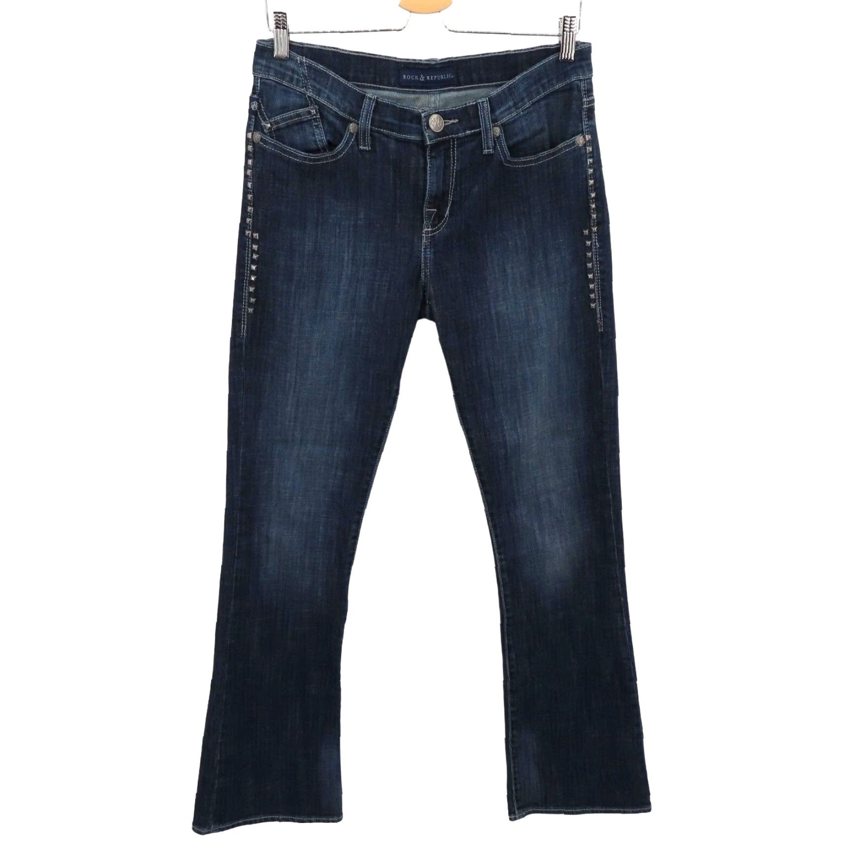Vintage Rock & Republic Jeans Womens 10 Kasandra Denim Bootcut 5-Pocket Cotton Blend Blue Dark Wash Version: Regular Size 10 Mens Womens? Size 32" / US 10 / IT 46 - 2 Thumbnail