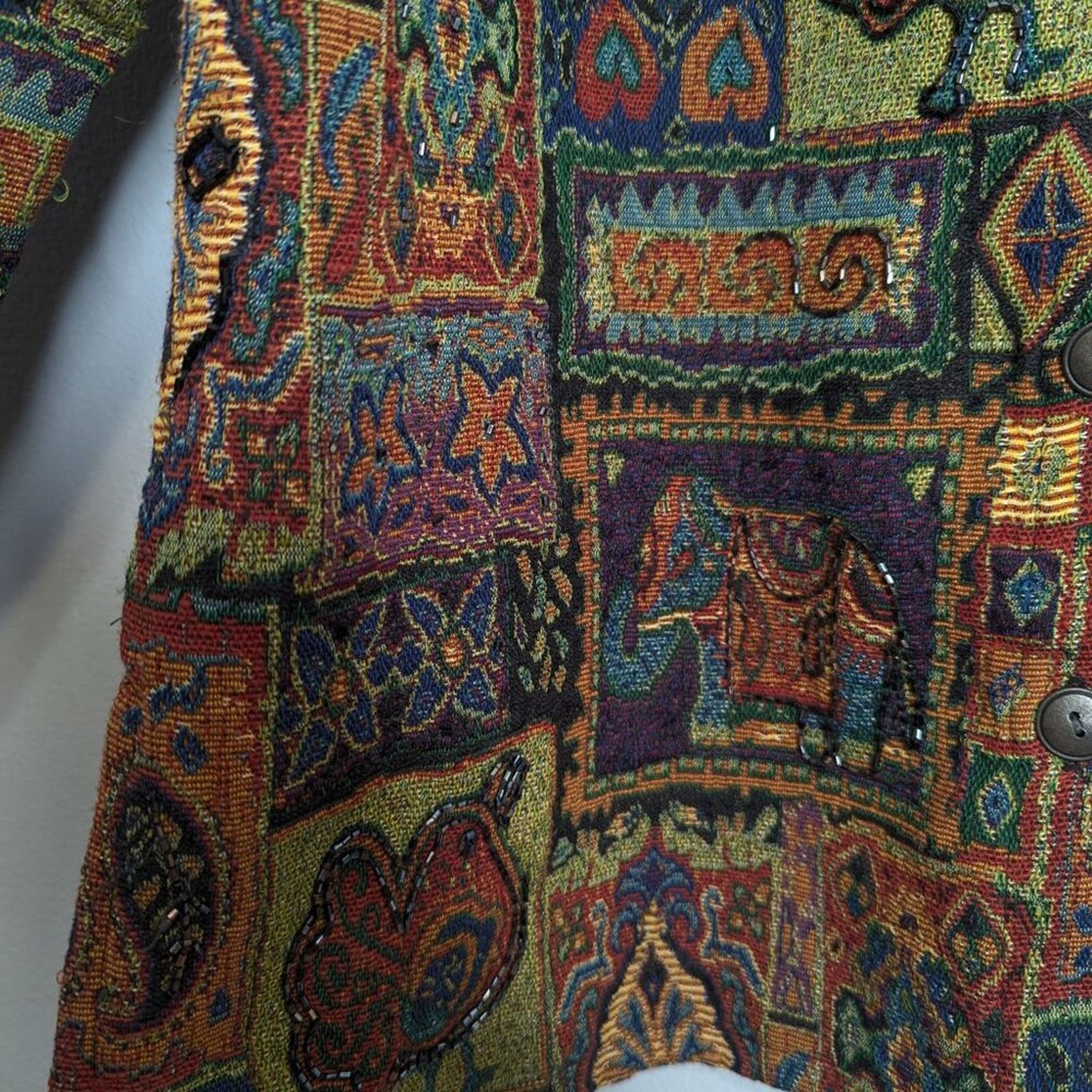 Chicos Chicos Vintage Anniversary Collection Beaded Tapestry Jacket Size L / US 10 / IT 46 - 5 Thumbnail