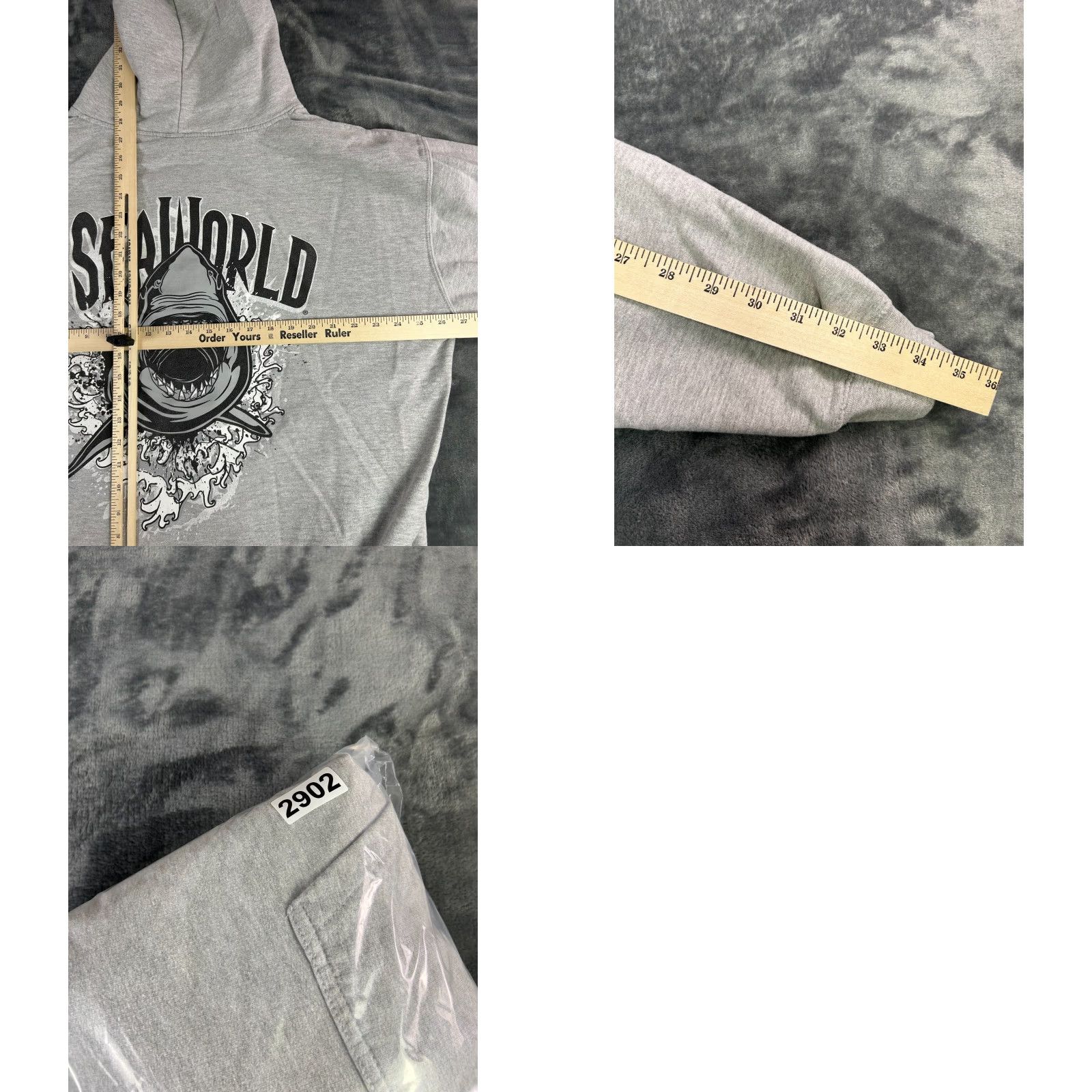 Vintage SeaWorld Hoodie Gray Full Zip Shark Graphic Sweatshirt Men’s XXL Heather Logo Embroidered Vintage Fleece-lined Pullover Zip Up Size US XXL / EU 58 / 5 - 8 Thumbnail