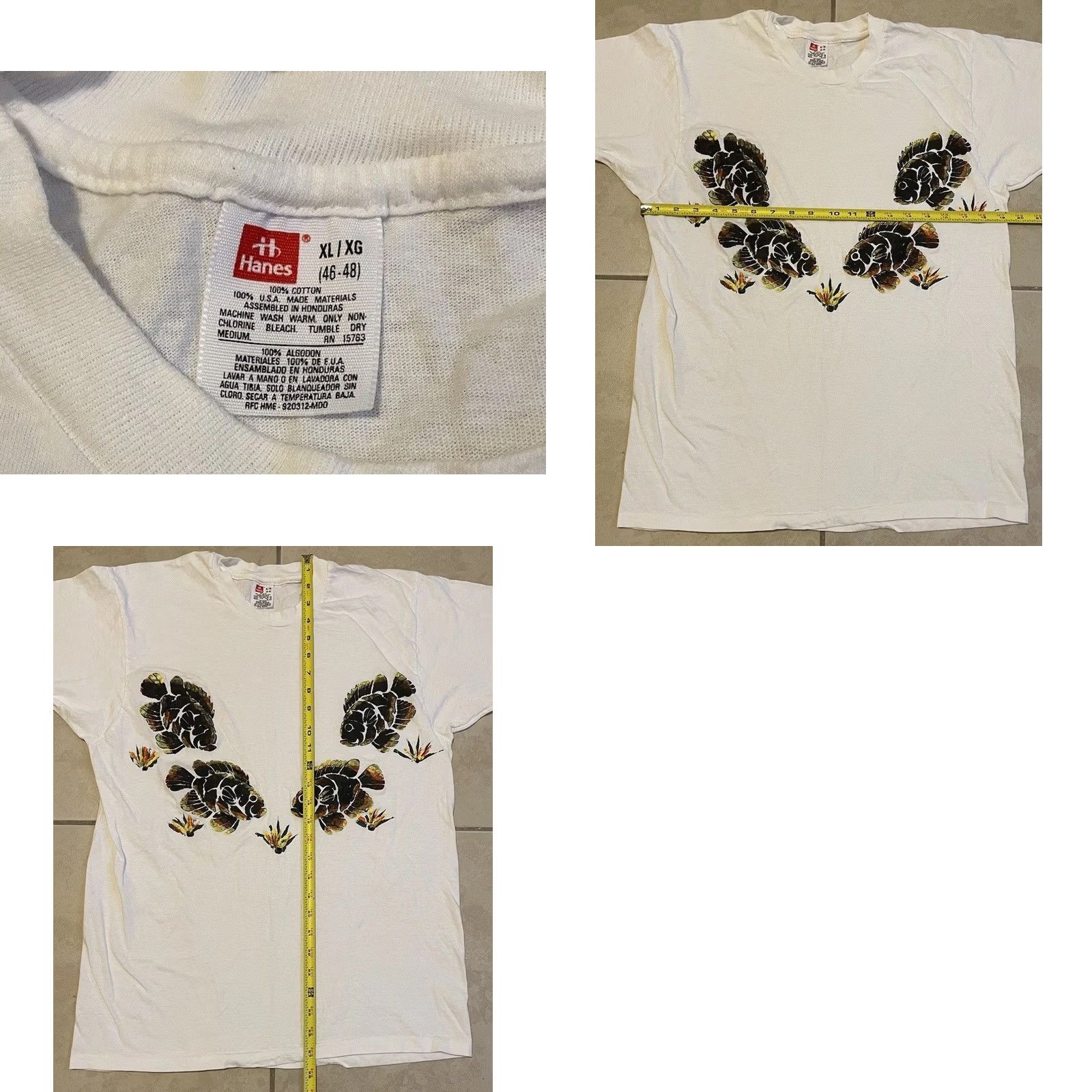 Vintage VINTAGE Abstract Fish Faded Shirt M White 80s 90s Beach Surf Hawaii Nature Grunge OP Single Stitch T-Shirt Mens Adjustable Measurements Size US M / EU 48-50 / 2 - 8 Thumbnail