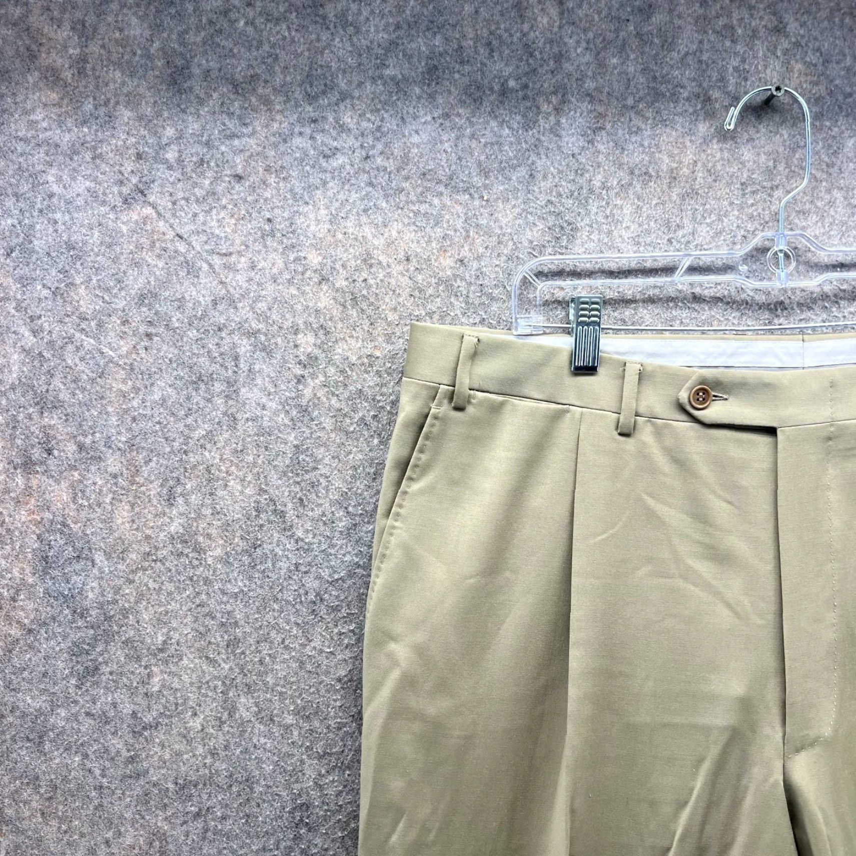 Canali Canali Dress Pants Mens 38 Khaki Wool Pleated Tuxedo Style Preppy Dress Pants Slacks Regular Inseam 30 Black Pattern Solid Vintage No Size 38R - 3 Thumbnail