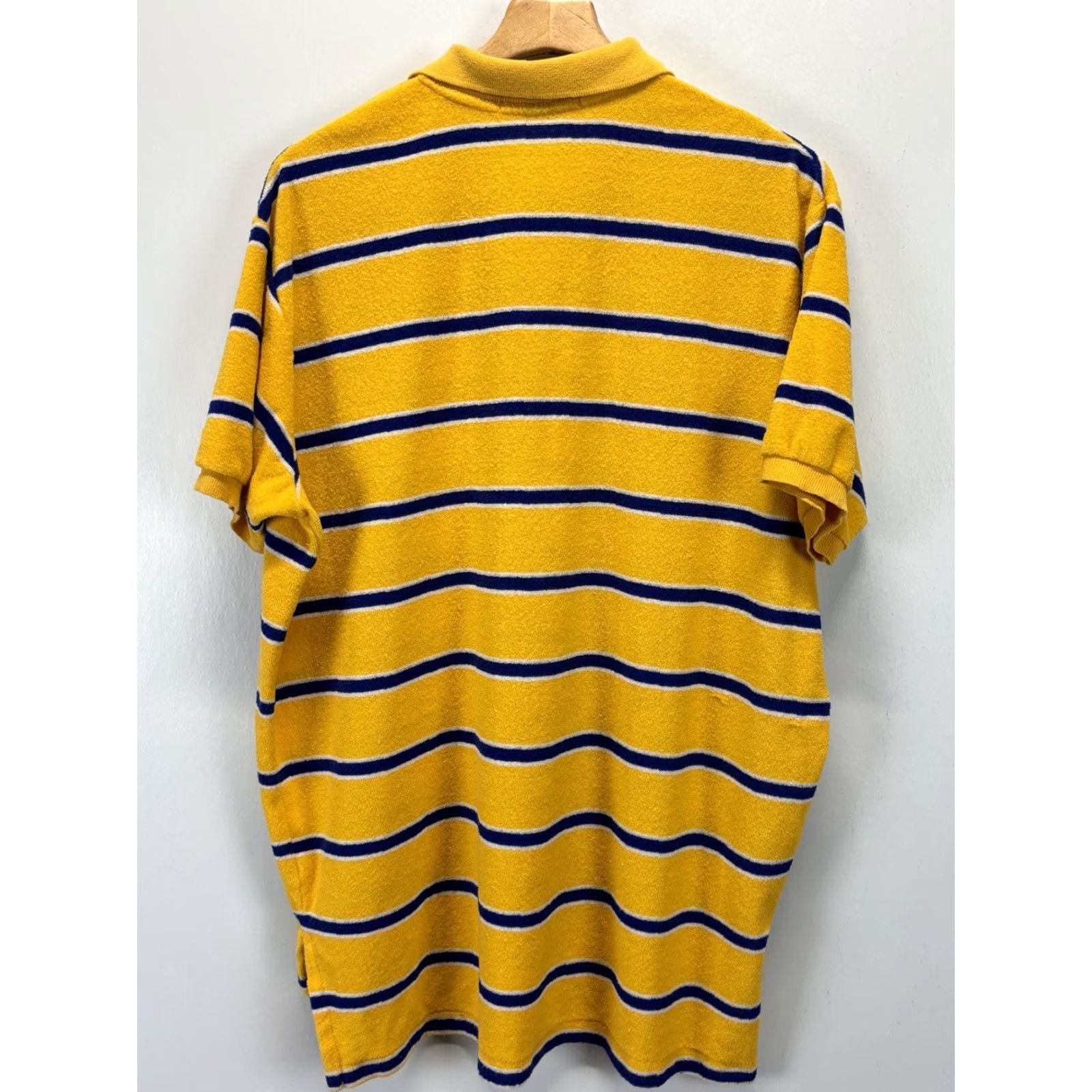 Ralph Lauren VINTAGE Polo Ralph Lauren Polo Shirt Men Striped French Terry Size L Yellow/Blue 52" Chest USA Made Polo Shirt Mens Size US L / EU 52-54 / 3 - 2 Thumbnail