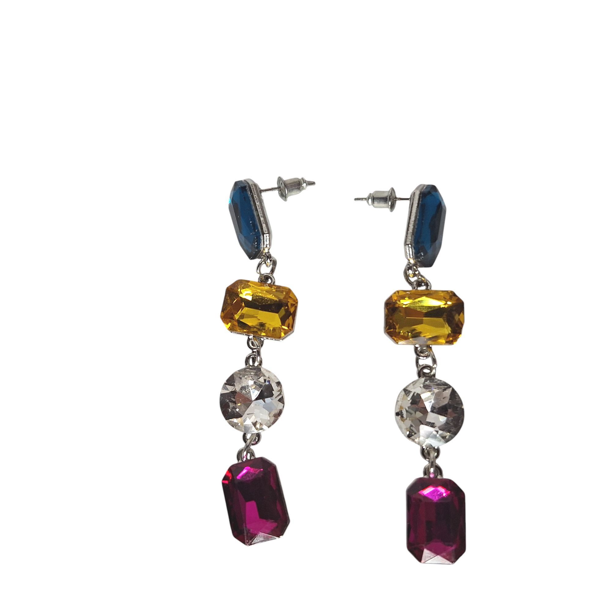 Other Multi-Color Crystal Drop Earrings Jewel Tone Geometric State Size ONE SIZE - 1 Thumbnail