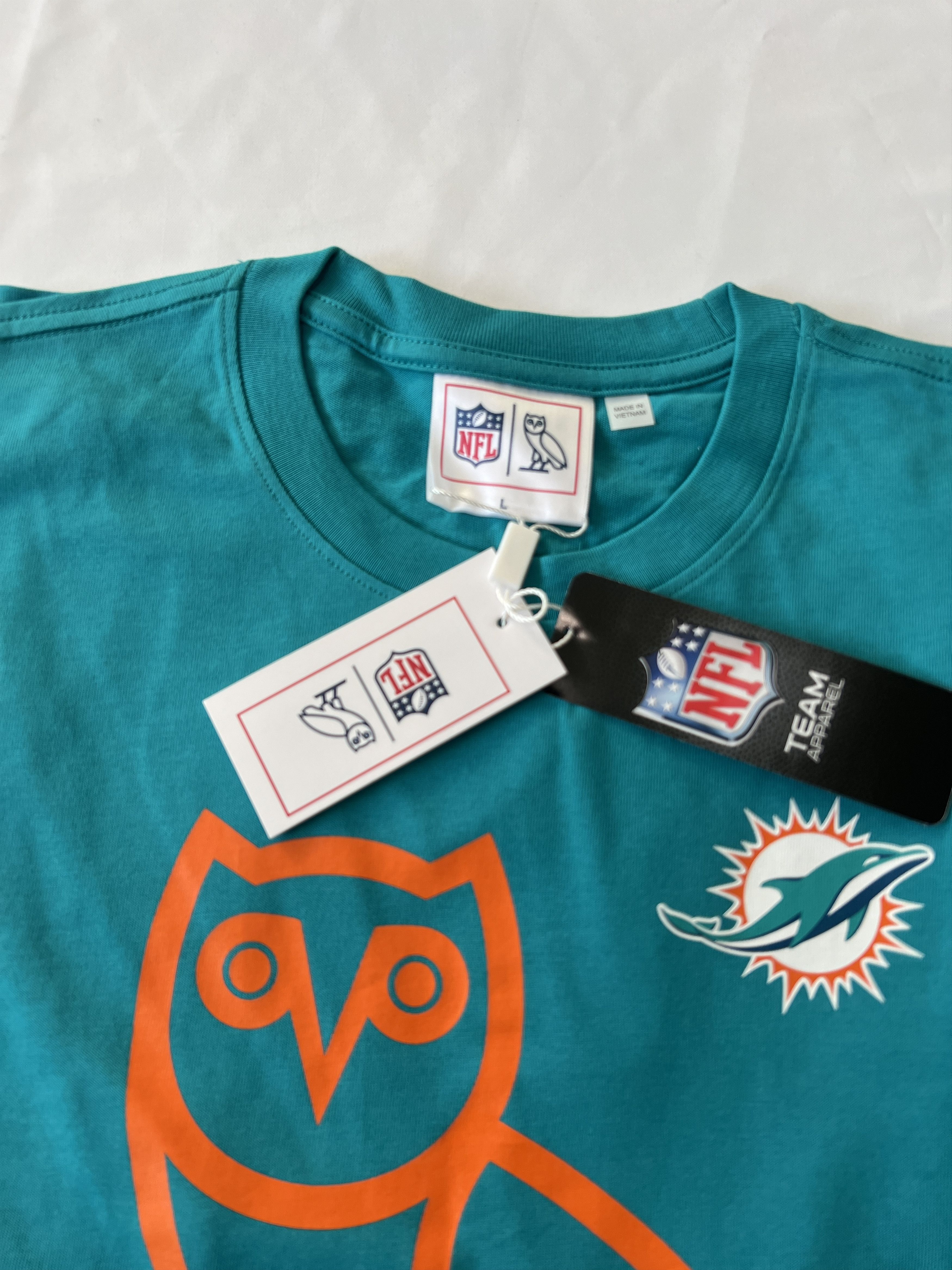 Drake OVO x NFL Miami Dolphins OG Owl T-Shirt Tee Size US L / EU 52-54 / 3 - 2 Thumbnail