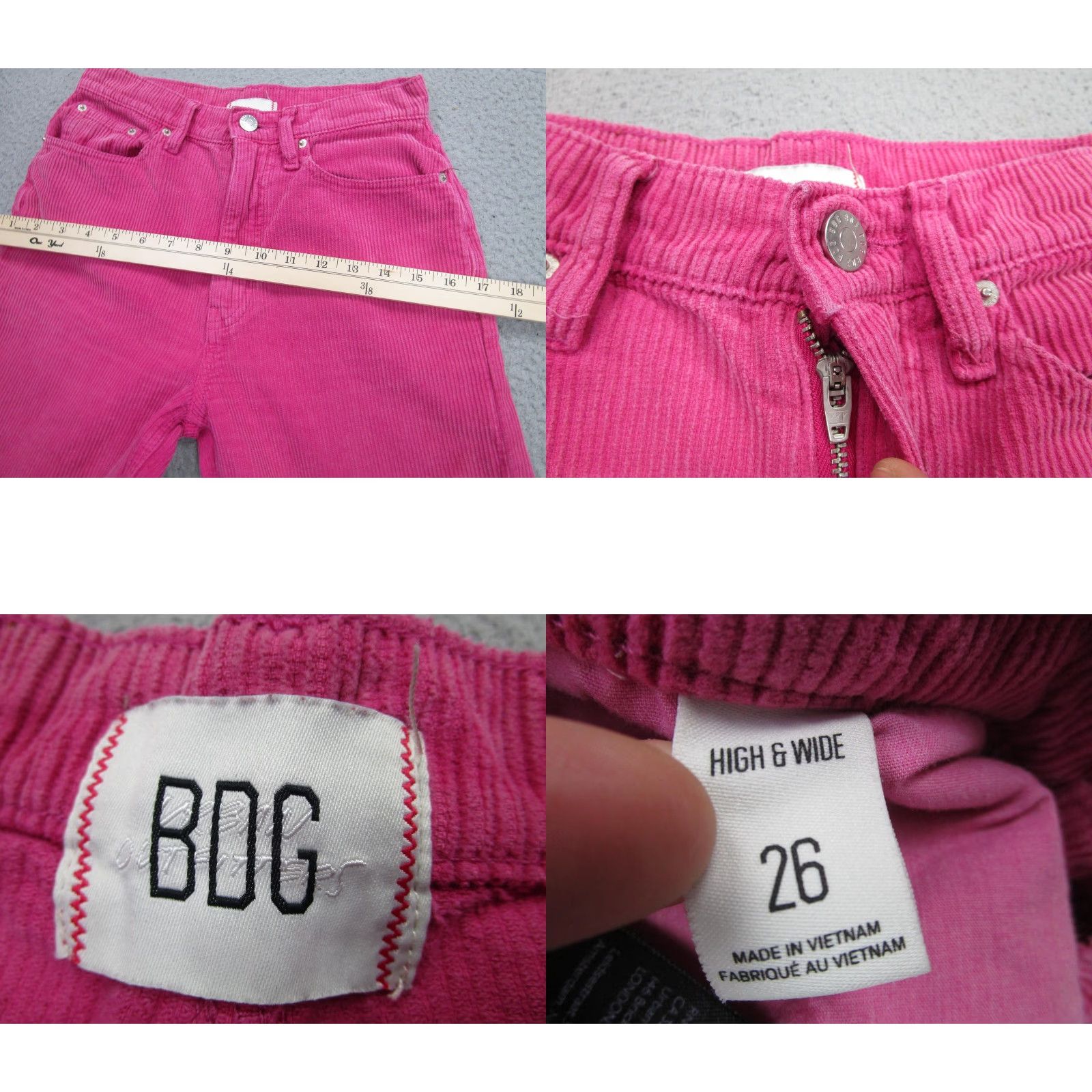 Bdg BDG Urban Outfitters Pants Womens 26 Pink High & Wide Corduroy Wide Leg Jeans Womens 26 Pink Corduroy Wide-Leg Jeans BDG Size 26" / US 2 / IT 38 - 8 Thumbnail