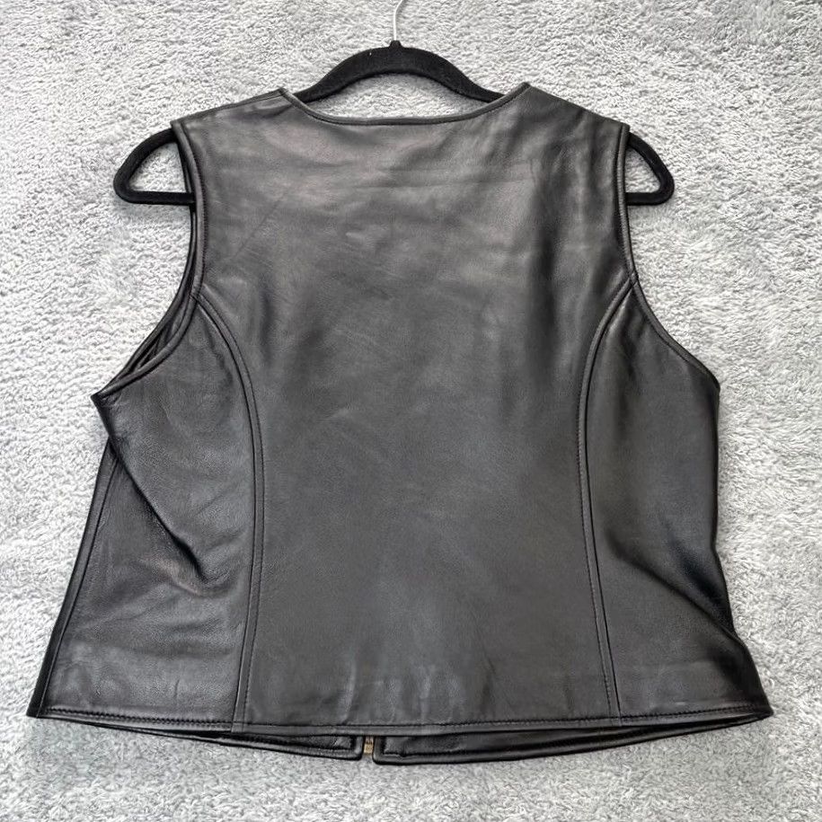 Vintage VINTAGE Hillard & Hanson Vest Womens M Black Leather Zip Biker Motorcycle Size M / US 6-8 / IT 42-44 - 4 Thumbnail