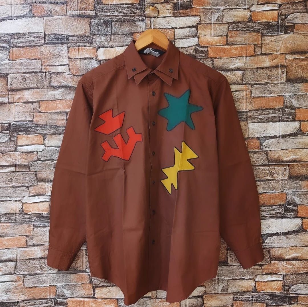 Kansai Yamamoto Vintage Kansai Profumo Patchwork Button Shirt Long Sleeve Size US M / EU 48-50 / 2 - 1 Thumbnail