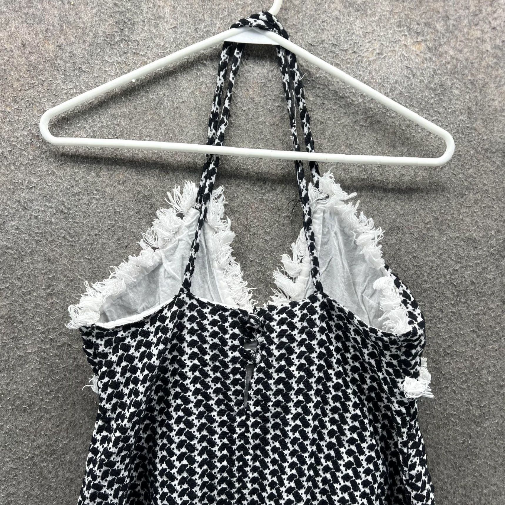 Dodo Bar Or Dodo Bar Or Dress Womens Small Black Houndstooth Halter Fringe Swing Sundress Size S / US 4 / IT 40 - 5 Thumbnail