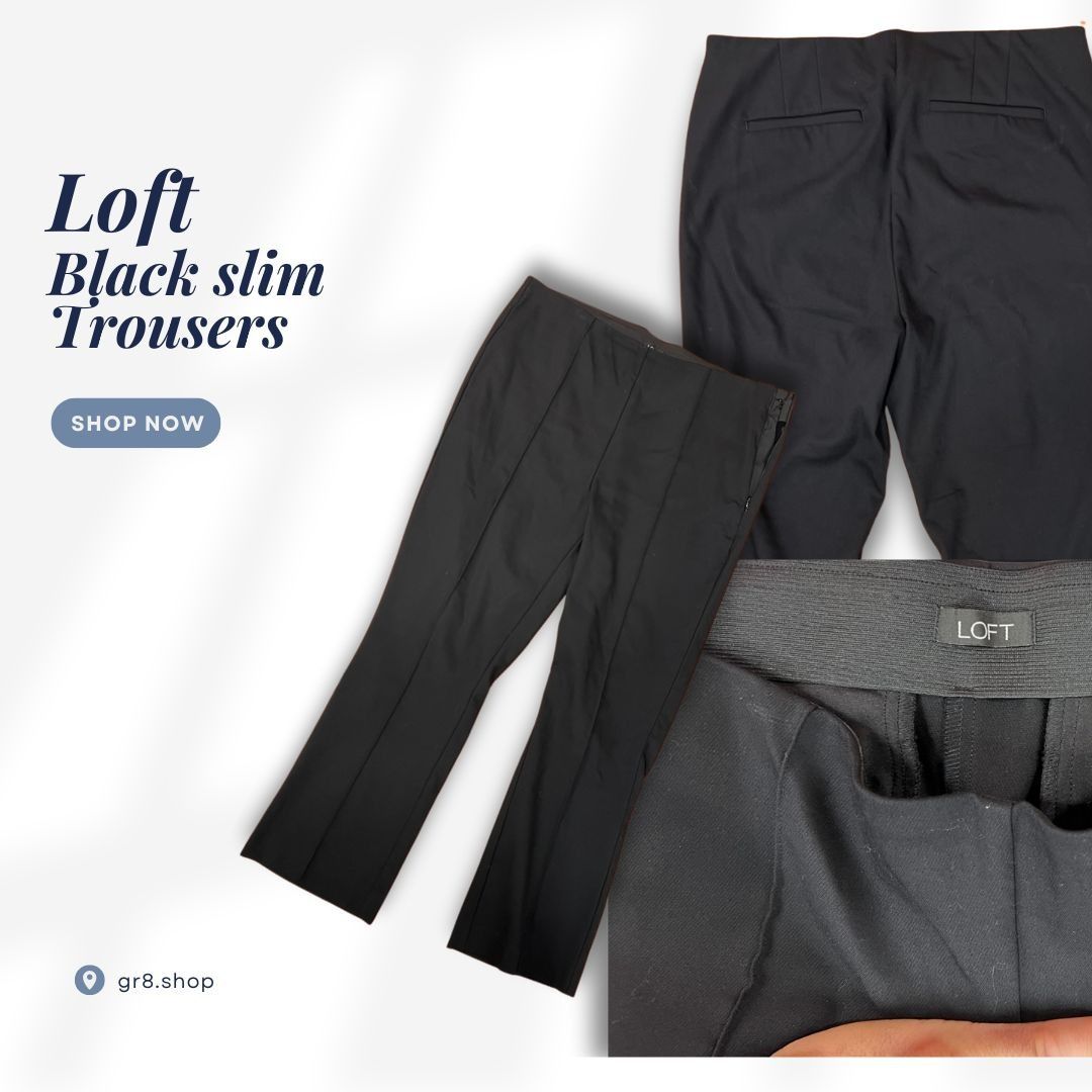 Loft LOFT Women’s Black Slim Fit Trousers Size 12 Classic Work Pa Size 34" / US 12 / IT 48 - 1 Thumbnail