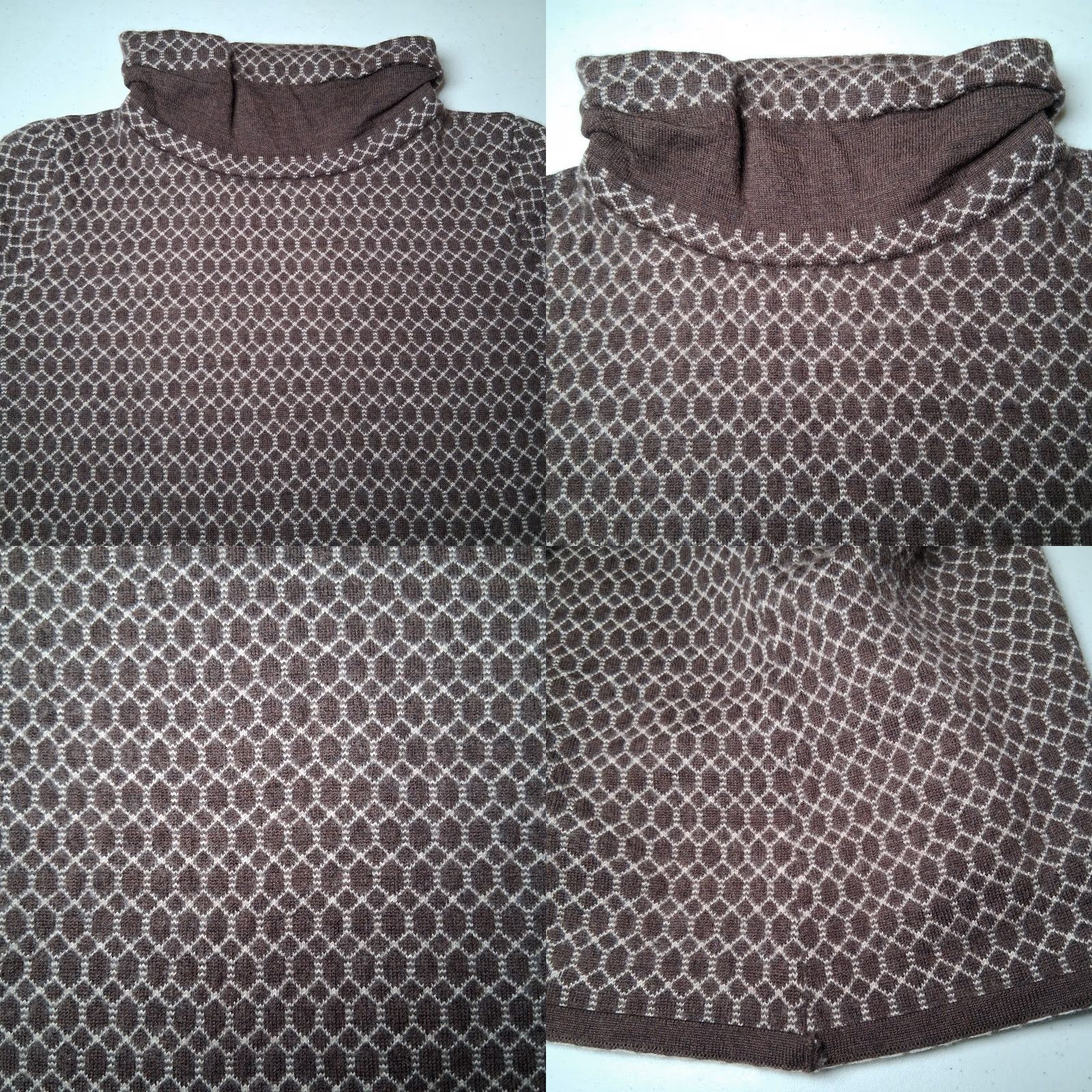 Talbots Talbots Petites Merino Wool Sweater Women PL Brown Geometric Nature Casual 3/4 Sleeve High Neck Pullover Winter Fall Spring Knit Dry Clean Only Mens? Size L / US 10 / IT 46 - 9 Thumbnail