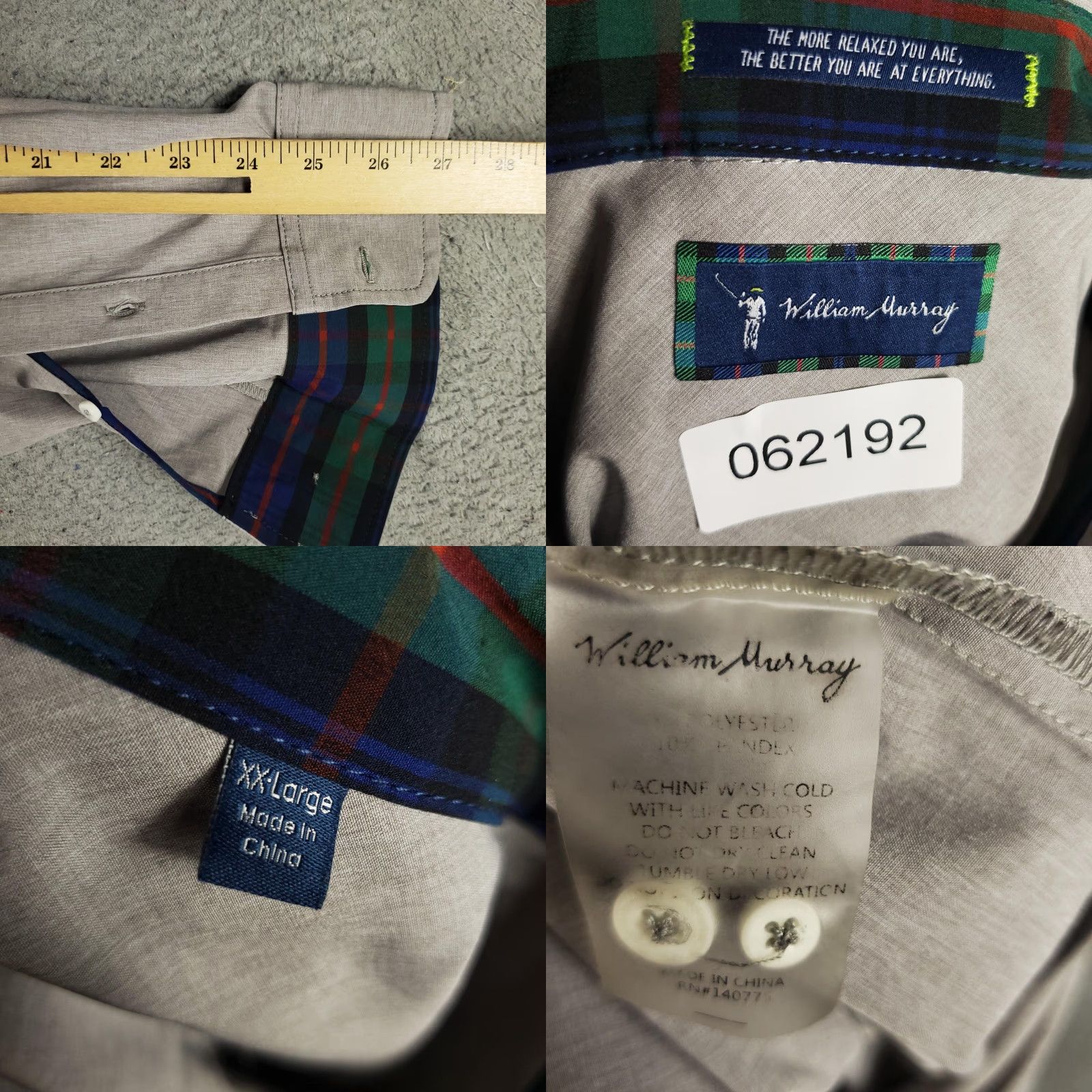 Vintage William Murray Shirt Mens 2XL Long Sleeve Button Up Golf Performance Athletic Size US XXL / EU 58 / 5 - 8 Thumbnail