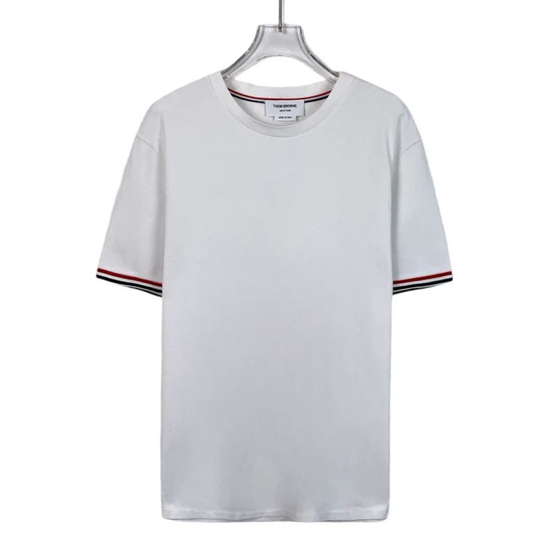 Thom Browne Thom Browne White striped sleeve-labeled cotton round-neck Size US L / EU 52-54 / 3 - 1 Thumbnail