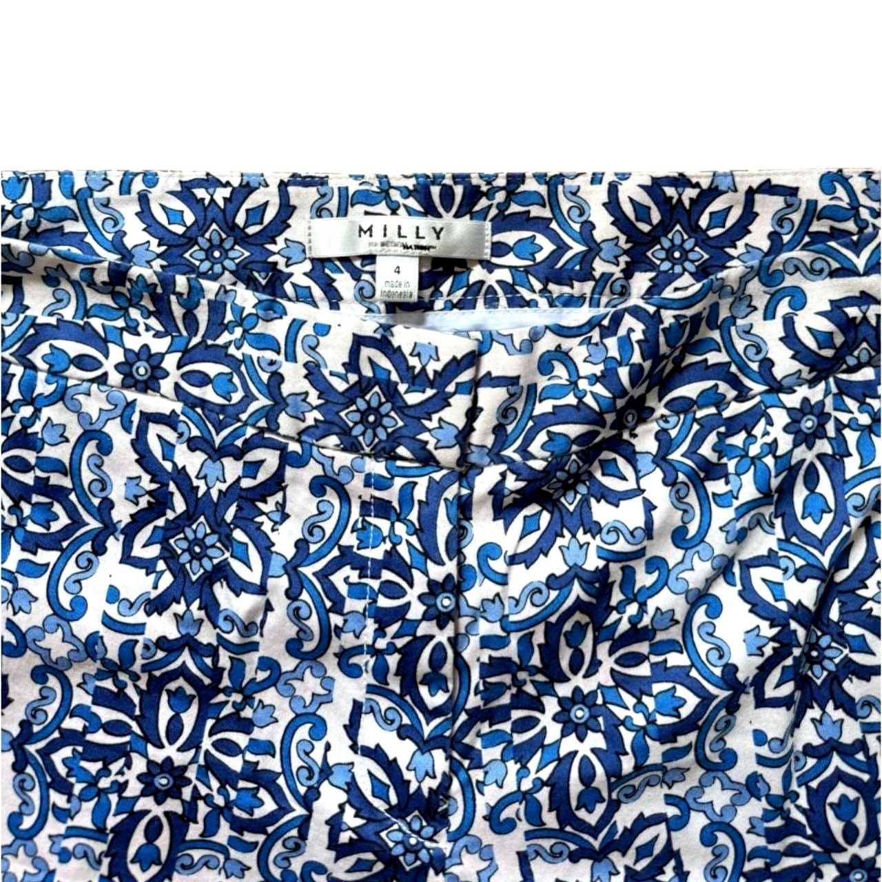 MILLY Milly Blue/White Floral Pants | Size 4 Size 27" / US 4 / IT 40 - 3 Thumbnail