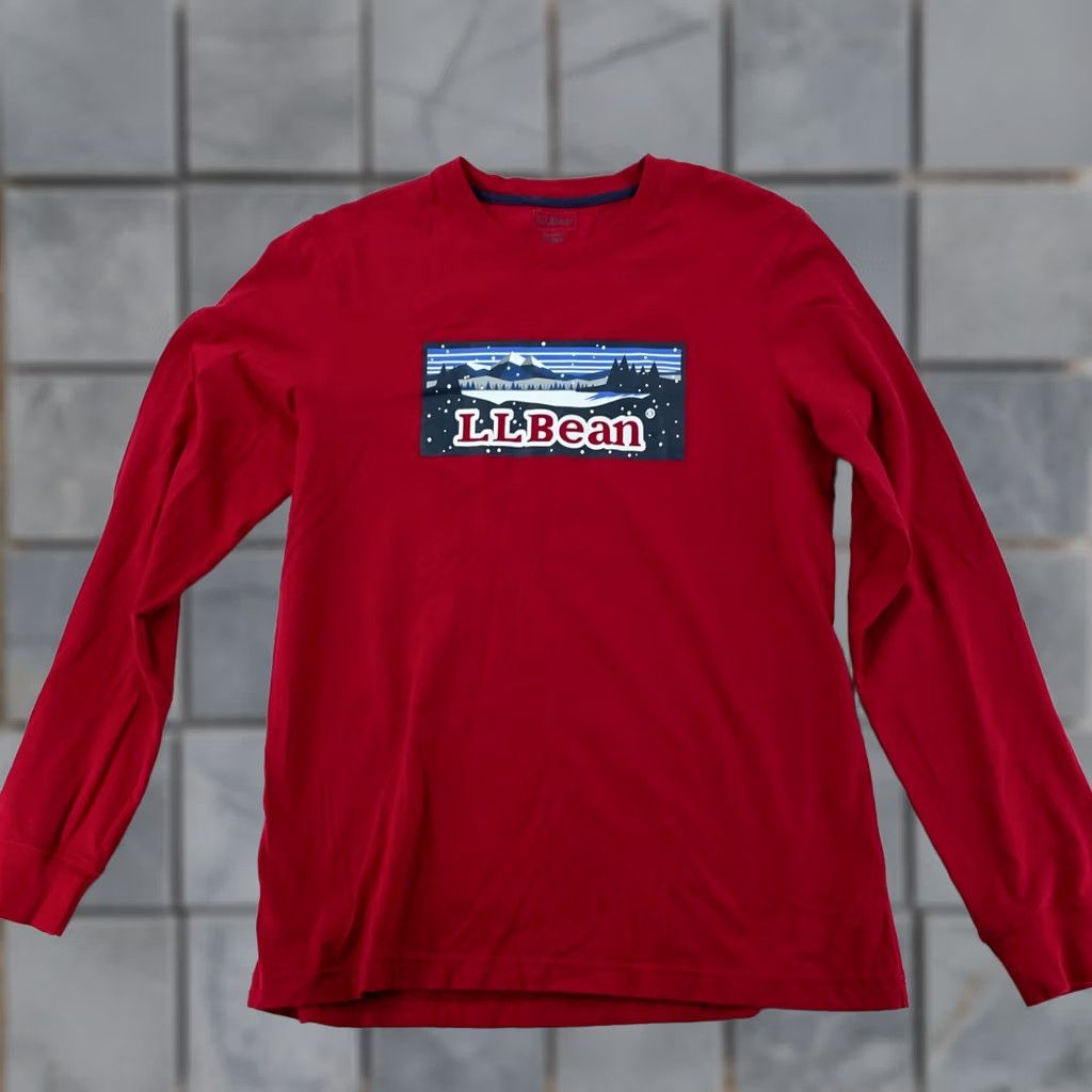 Vintage L.L. Bean L/S T Shirt Mens Medium Nautical Red Spell Out Snow Camping Mountains Shirt Mens Medium Red Outdoor Graphic Print Crew Neck Size US M / EU 48-50 / 2 - 1 Thumbnail