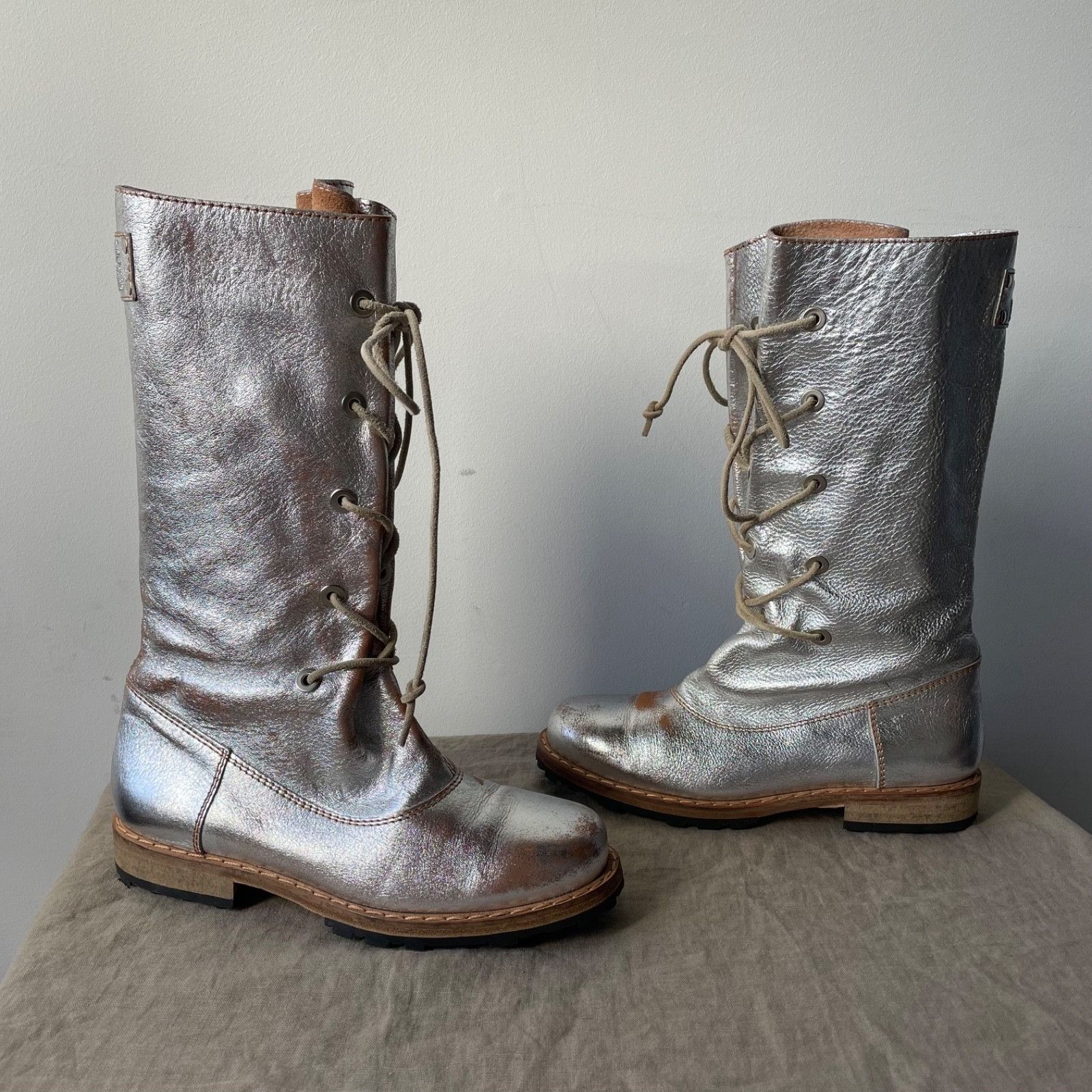 Love Moschino Love Moschino Leather Distressed Combat Boots 9666AC Size US 6.5 / IT 36.5 - 1 Thumbnail