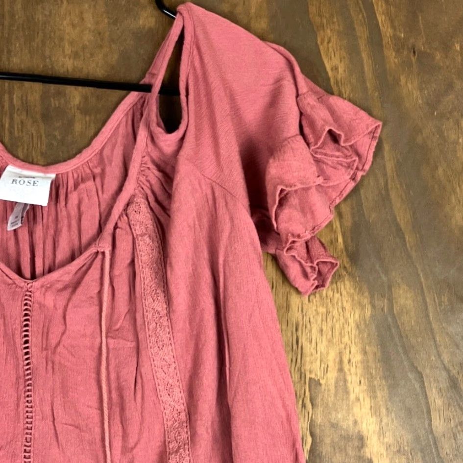 Vintage Knox Rose Womens Blouse Blush V Neck Short Sleeve Shoulder Slits Rayon Medium Size M / US 6-8 / IT 42-44 - 5 Thumbnail
