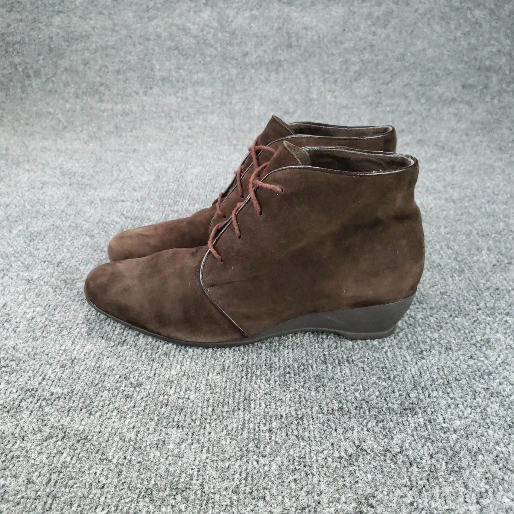 Vintage Munro American Boots Women US Womens 9 Brown Suede Ankle Wedge Booties Lace Up Size US 9 / IT 39 - 5 Thumbnail
