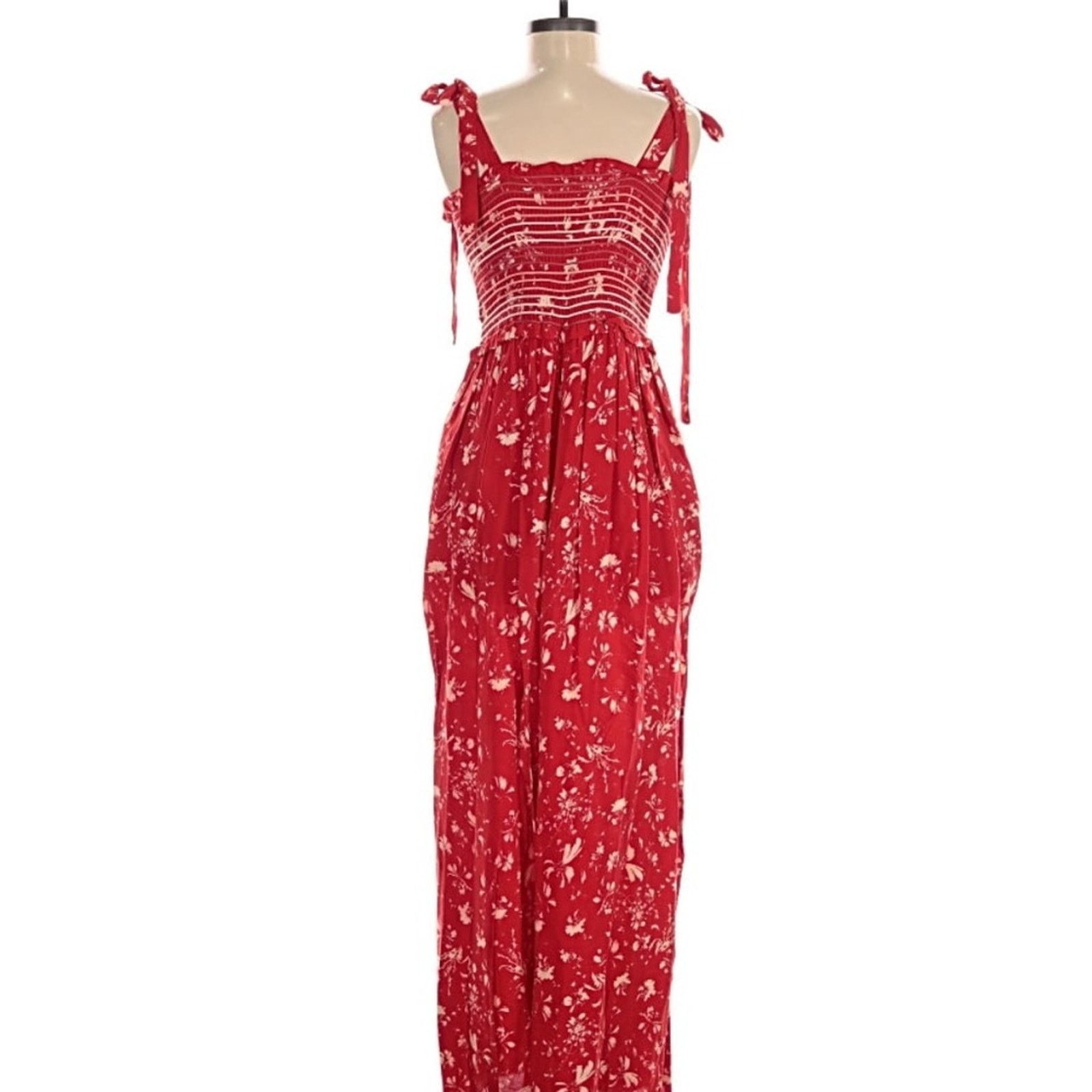 Free People Free People Red Floral Jumpsuit Size 36" / US 14 / IT 50 - 2 Thumbnail